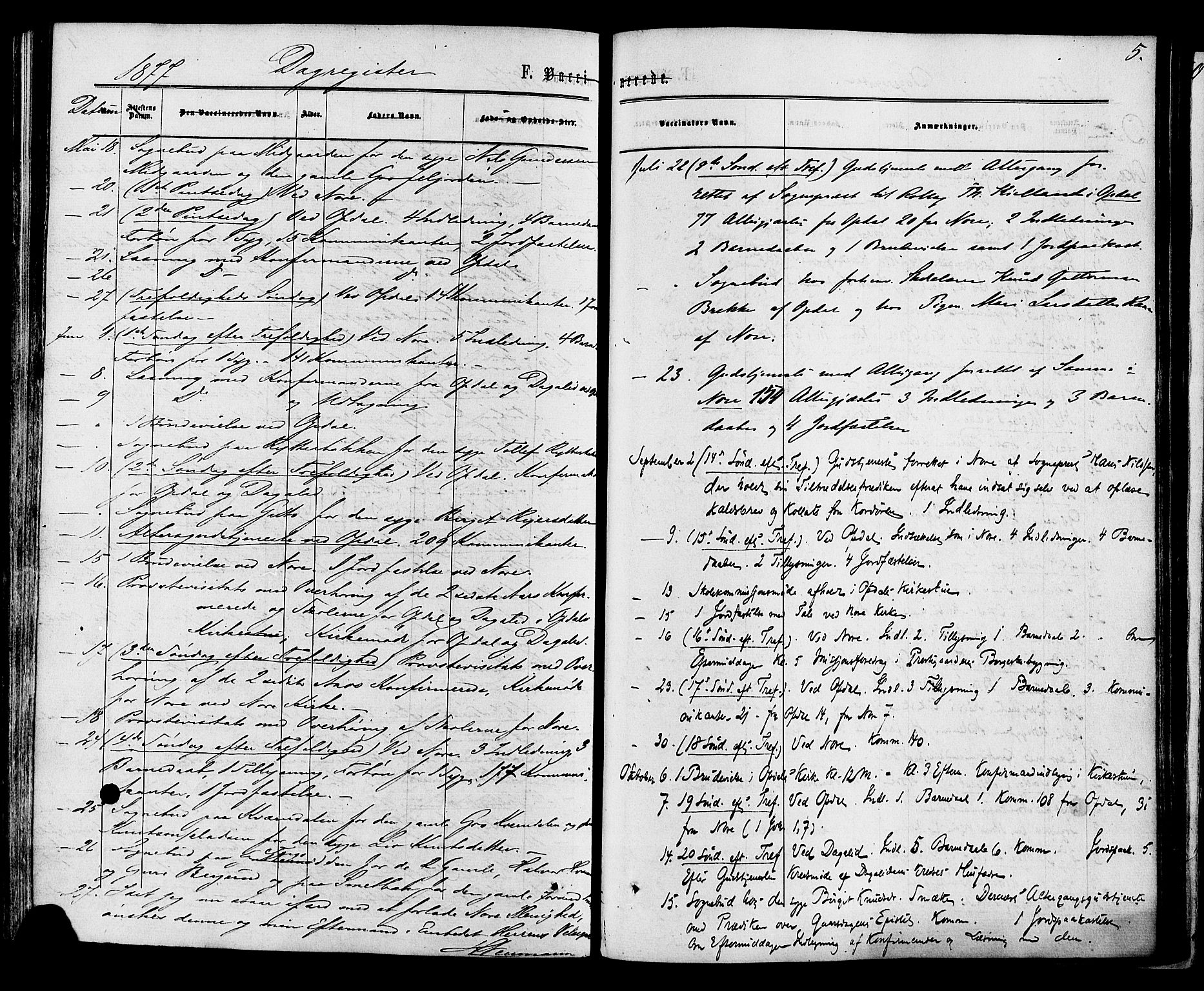 Nore kirkebøker, AV/SAKO-A-238/F/Fa/L0004: Parish register (official) no. I 4, 1867-1877, p. 5