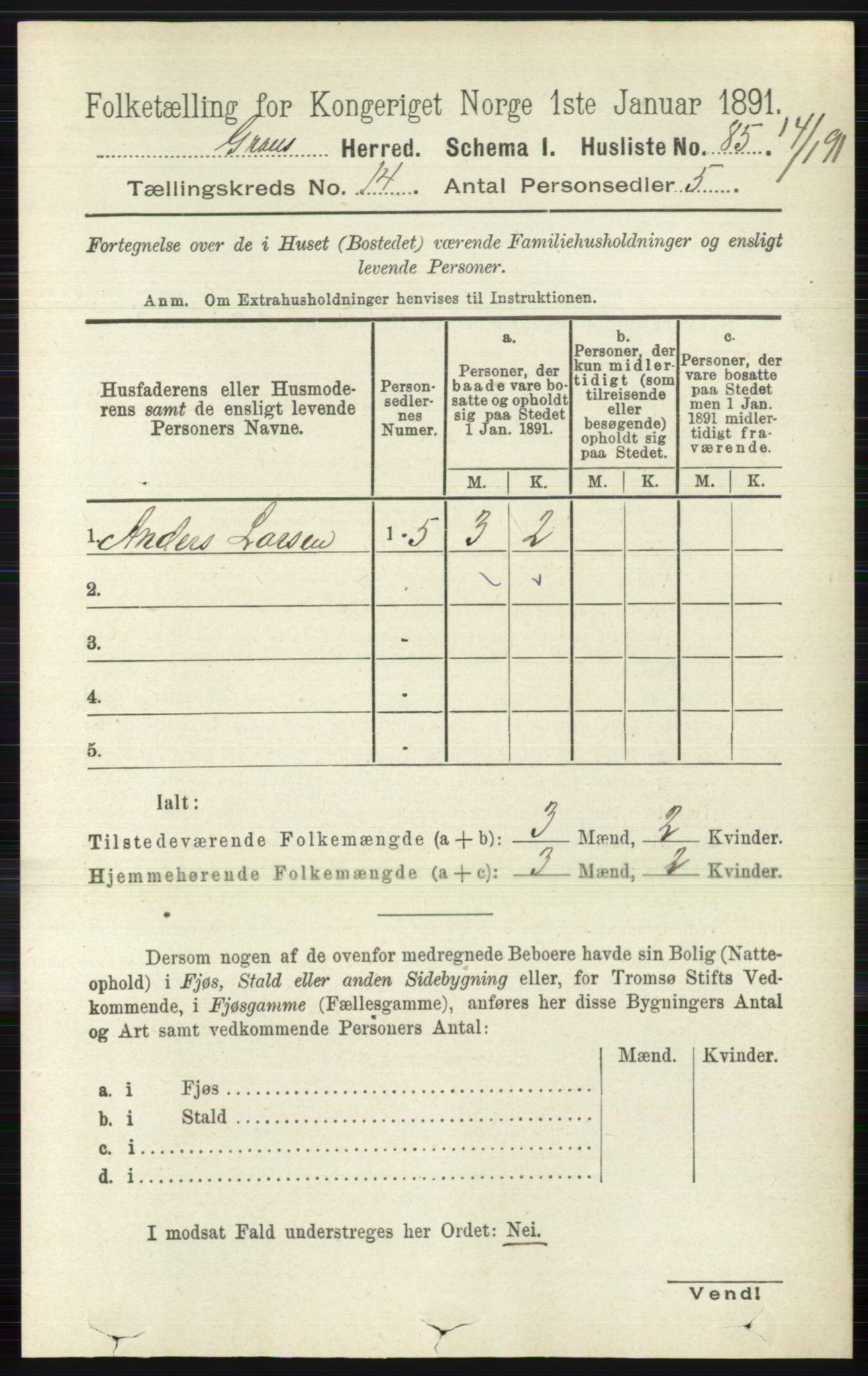 RA, 1891 census for 0534 Gran, 1891, p. 6963