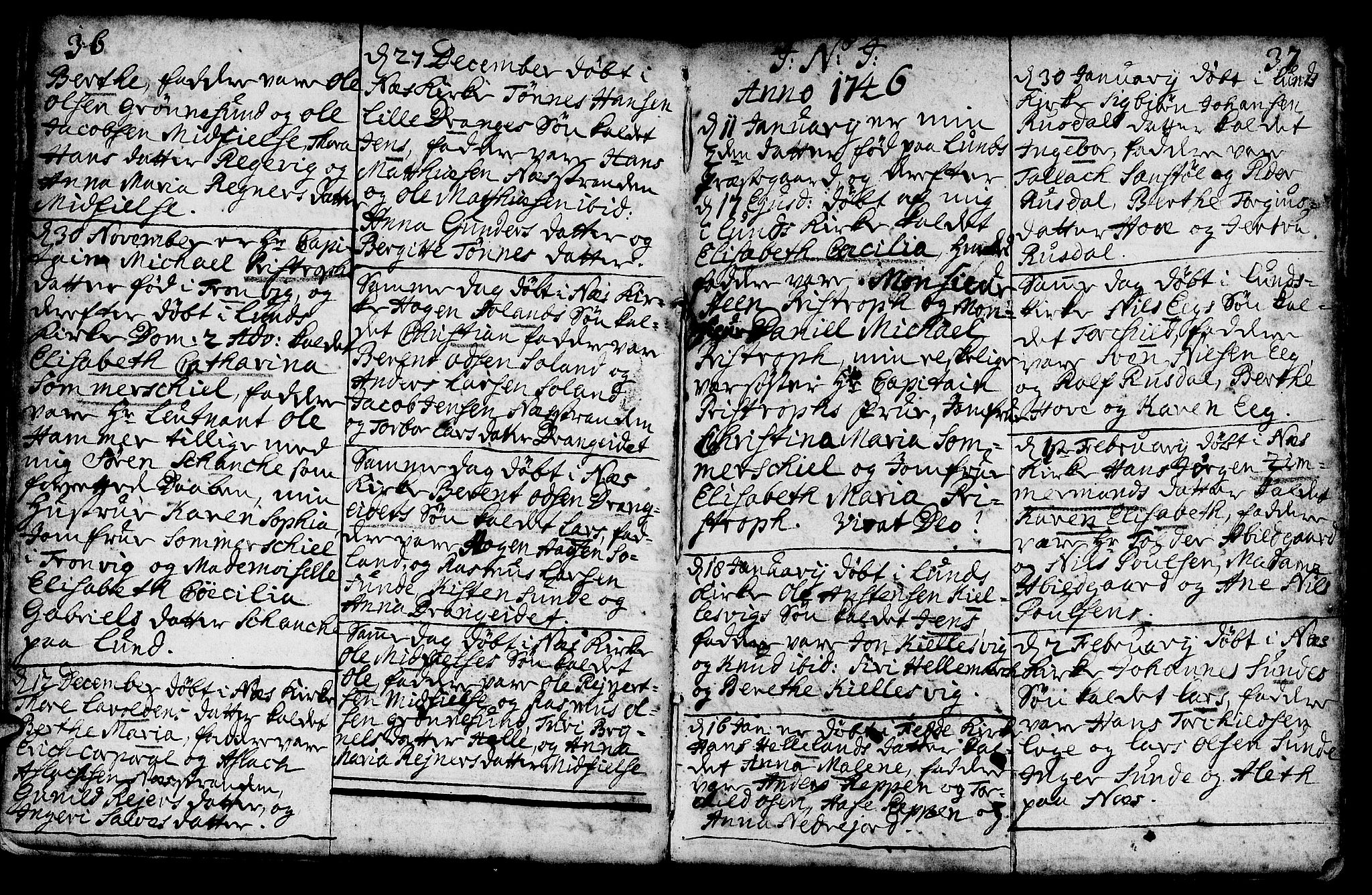 Lund sokneprestkontor, AV/SAST-A-101809/S06/L0002: Parish register (official) no. A 2, 1738-1760, p. 36-37