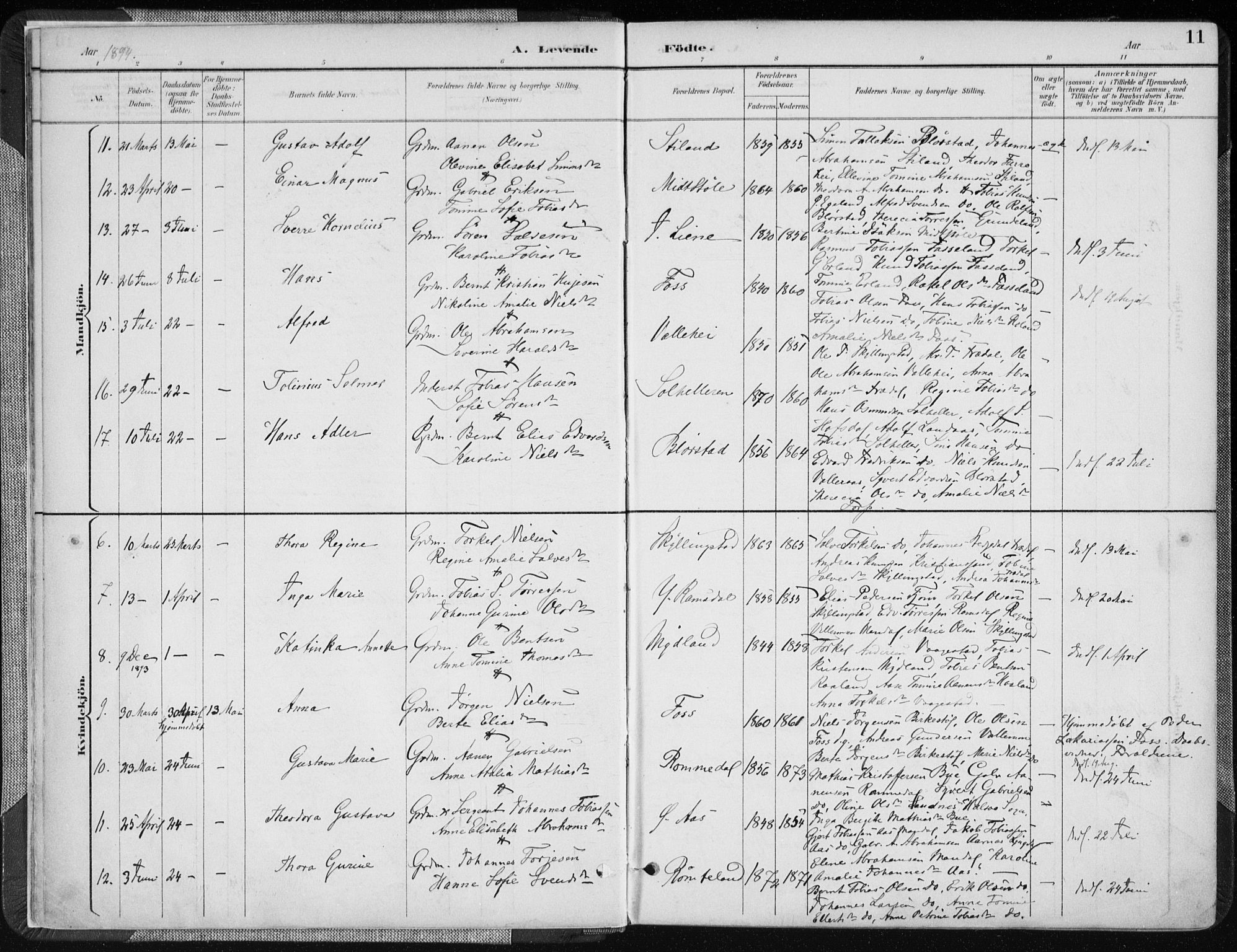 Sør-Audnedal sokneprestkontor, AV/SAK-1111-0039/F/Fa/Fab/L0010: Parish register (official) no. A 10, 1892-1913, p. 11