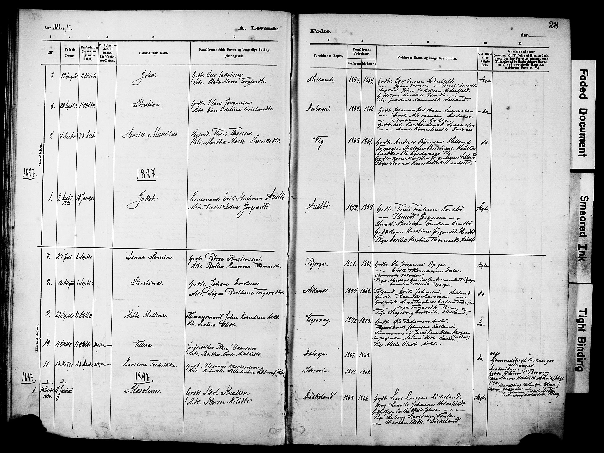 Rennesøy sokneprestkontor, SAST/A -101827/H/Ha/Haa/L0012: Parish register (official) no. A 13, 1885-1917, p. 28