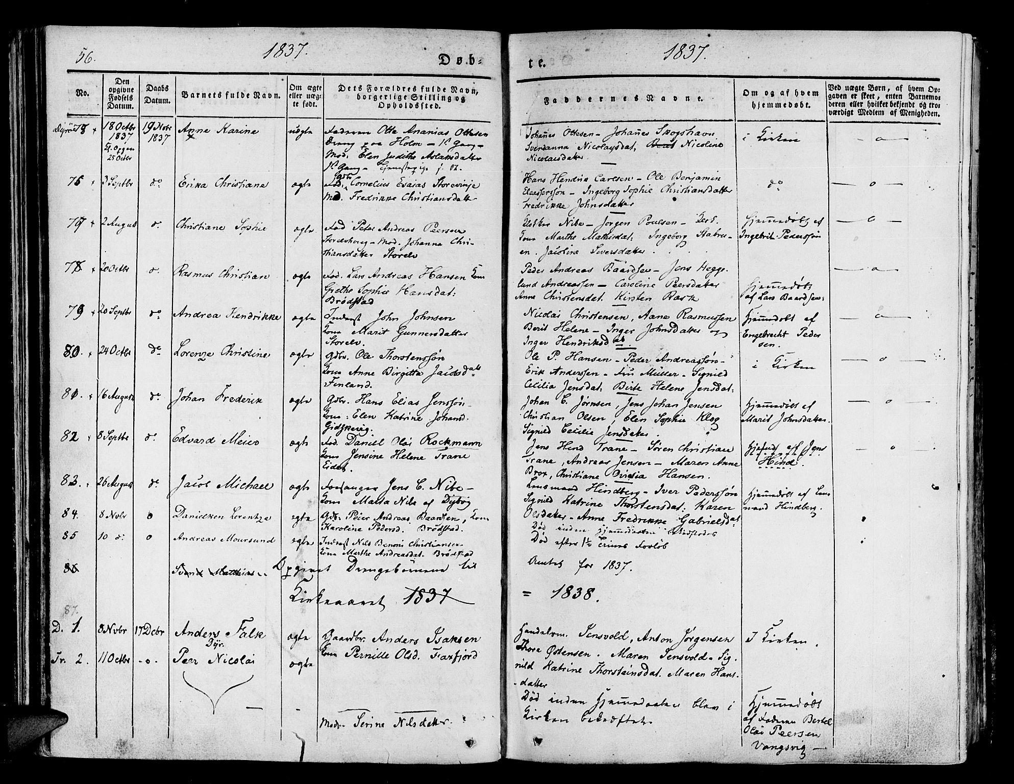 Tranøy sokneprestkontor, SATØ/S-1313/I/Ia/Iaa/L0005kirke: Parish register (official) no. 5, 1829-1844, p. 56
