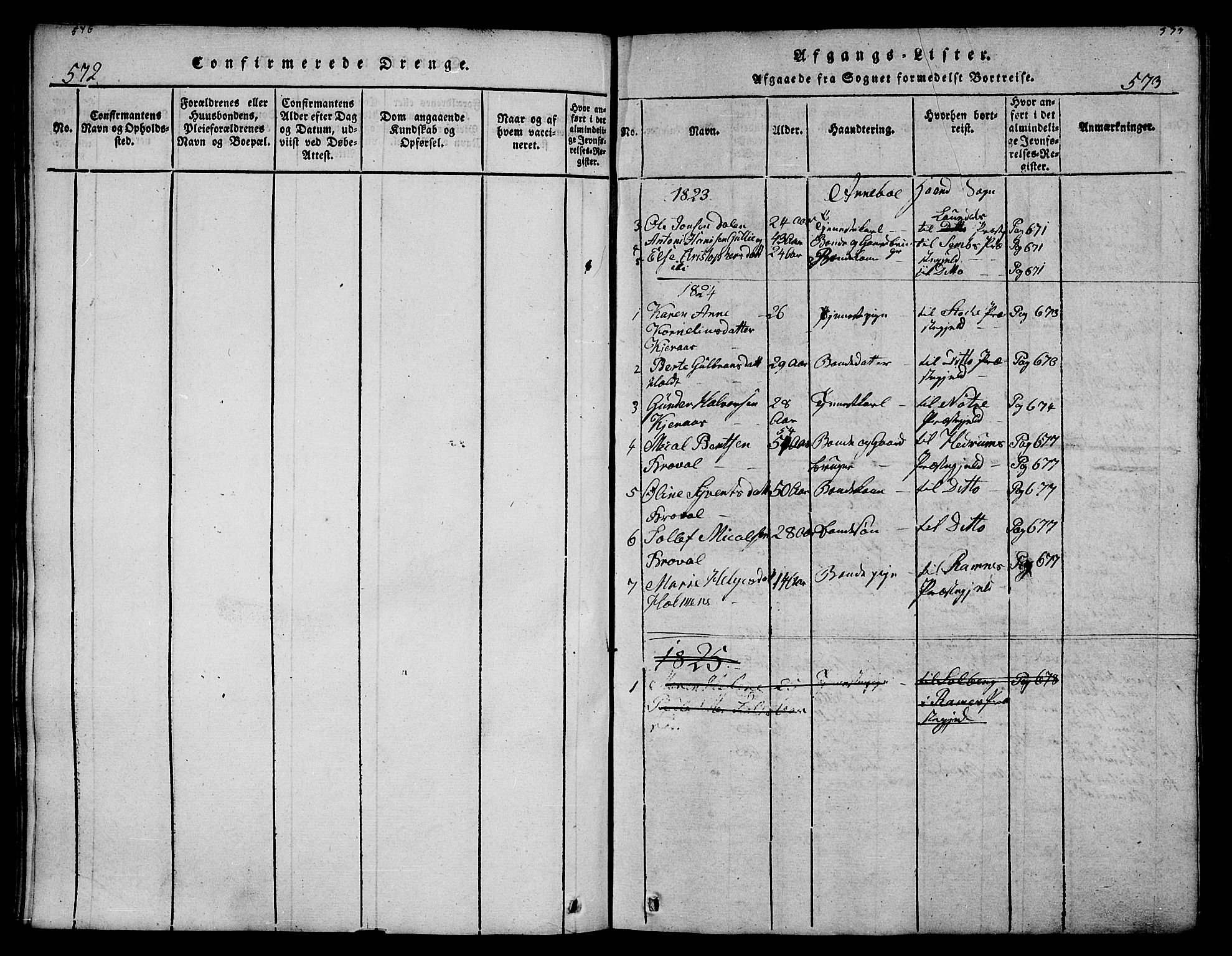 Andebu kirkebøker, AV/SAKO-A-336/G/Ga/L0002: Parish register (copy) no. I 2 /1, 1823-1832, p. 572-573