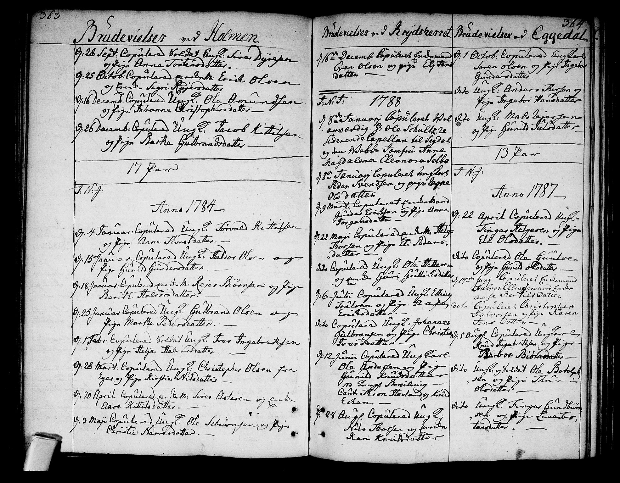 Sigdal kirkebøker, AV/SAKO-A-245/F/Fa/L0002: Parish register (official) no. I 2, 1778-1792, p. 363-364