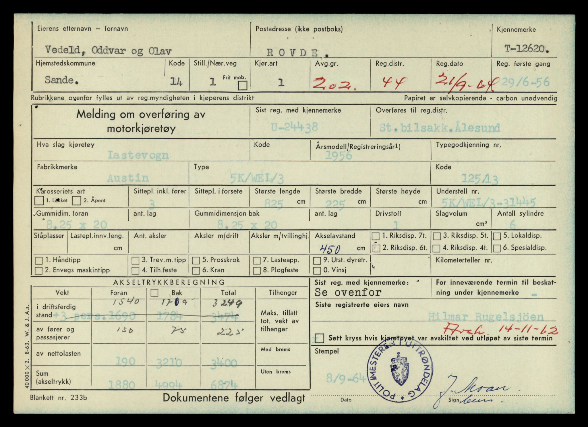 Møre og Romsdal vegkontor - Ålesund trafikkstasjon, AV/SAT-A-4099/F/Fe/L0034: Registreringskort for kjøretøy T 12500 - T 12652, 1927-1998, p. 2330