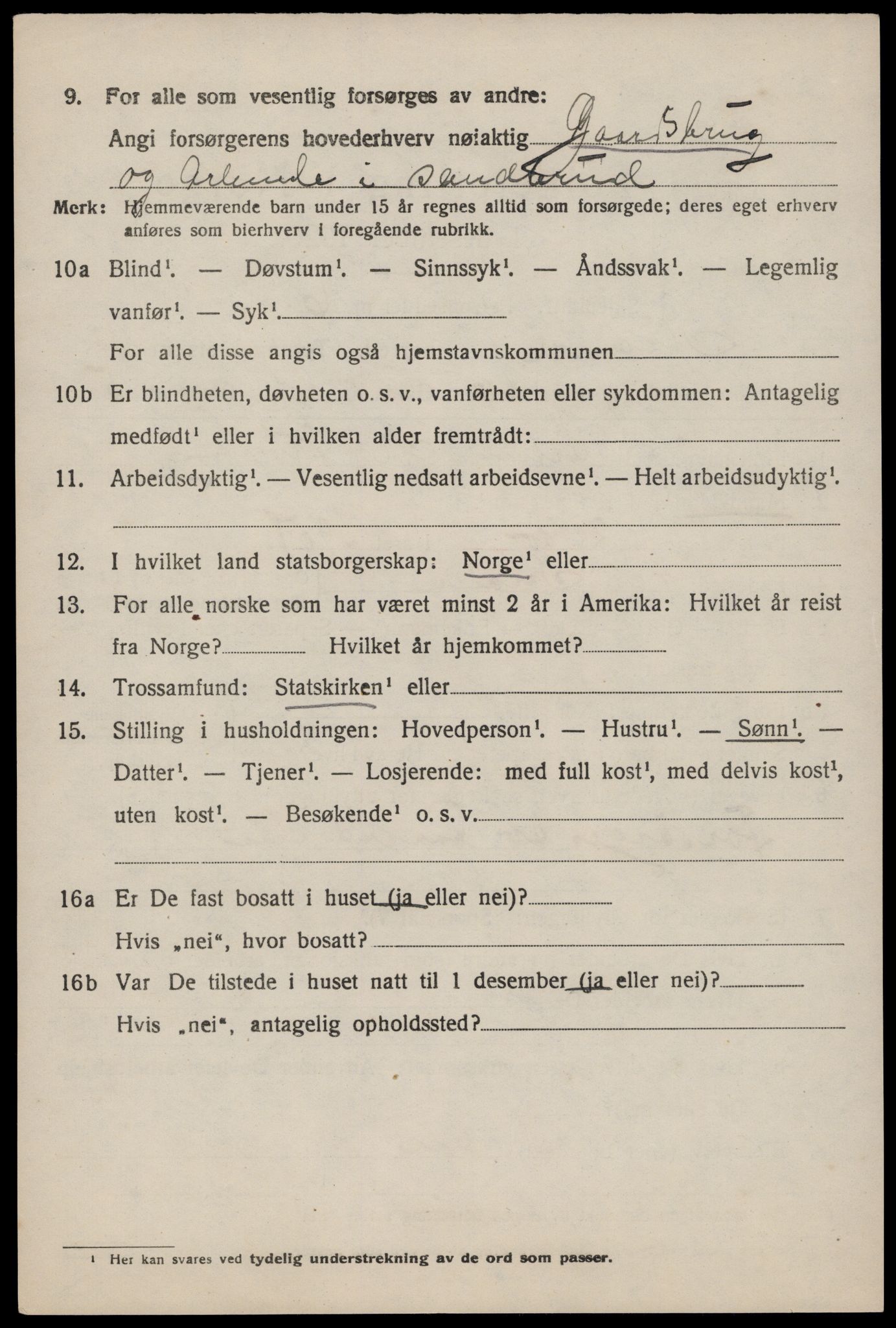 SAST, 1920 census for Strand, 1920, p. 7160