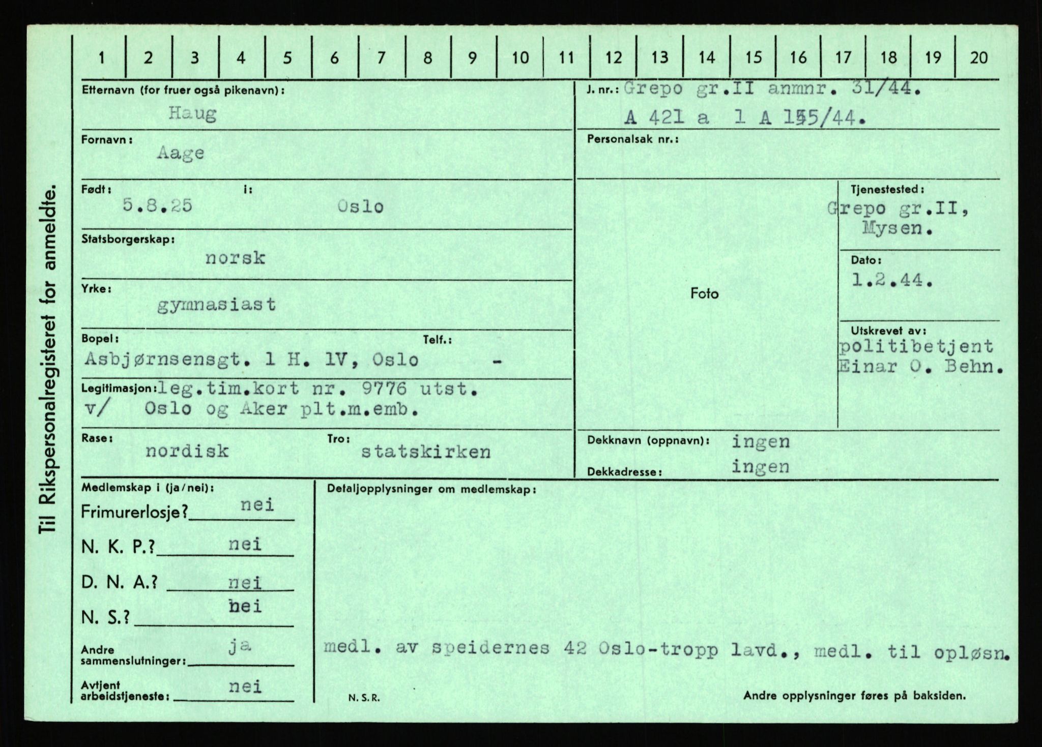 Statspolitiet - Hovedkontoret / Osloavdelingen, AV/RA-S-1329/C/Ca/L0006: Hanche - Hokstvedt, 1943-1945, p. 2095