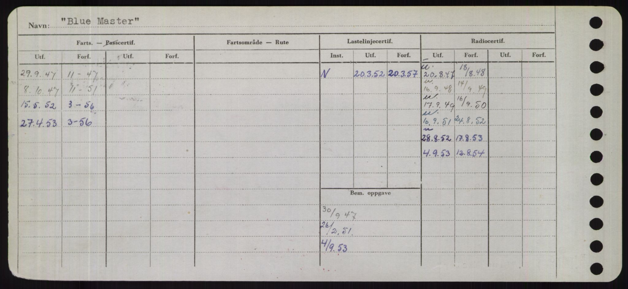 Sjøfartsdirektoratet med forløpere, Skipsmålingen, RA/S-1627/H/Hd/L0004: Fartøy, Bia-Boy, p. 340