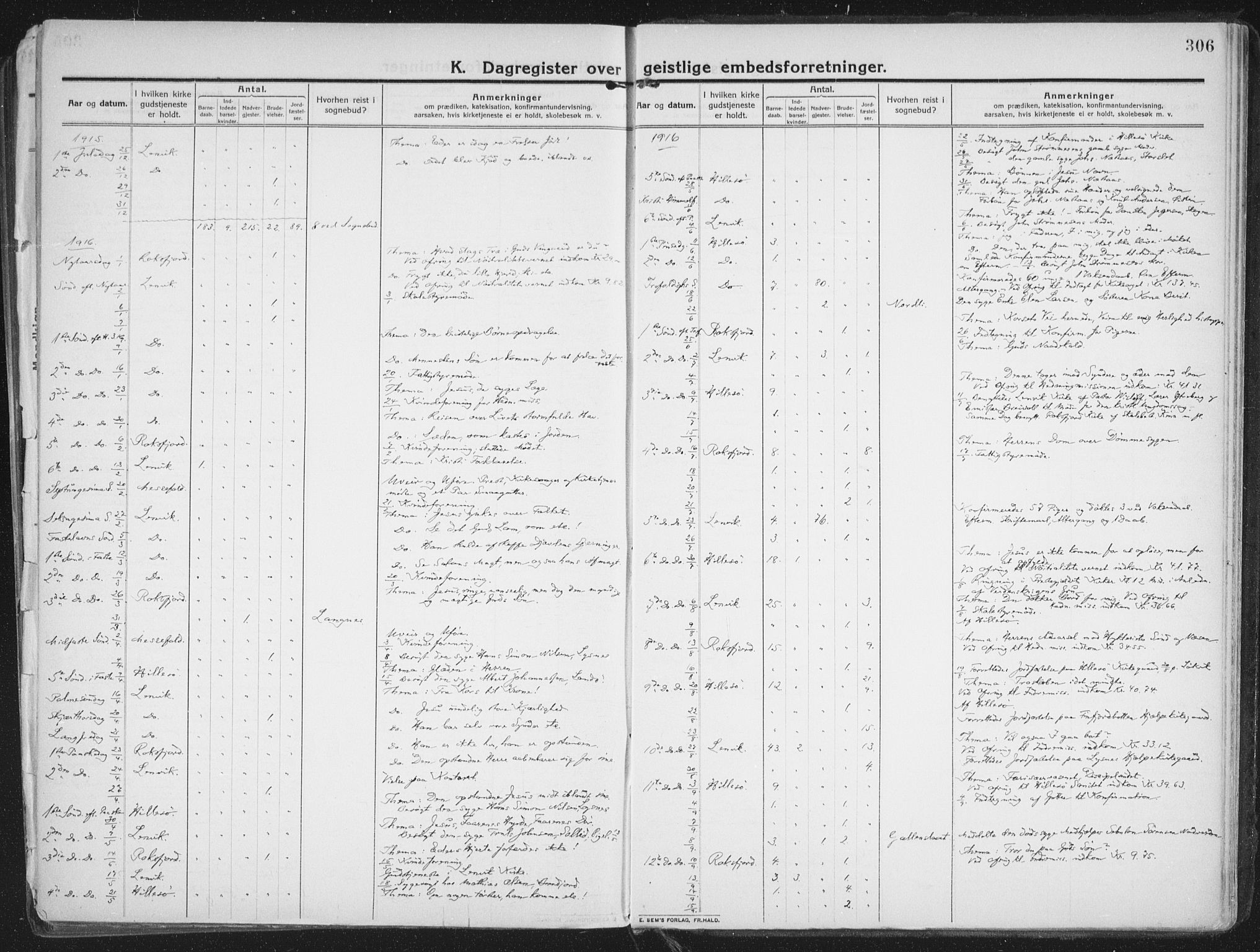 Lenvik sokneprestembete, SATØ/S-1310/H/Ha/Haa/L0016kirke: Parish register (official) no. 16, 1910-1924, p. 306