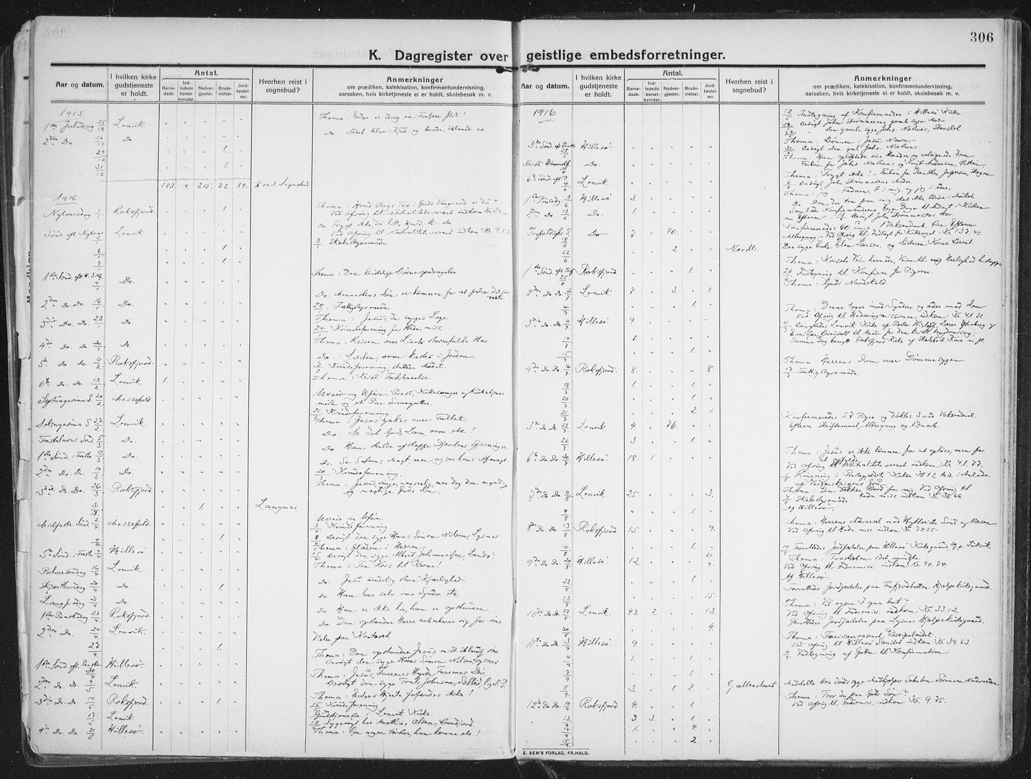 Lenvik sokneprestembete, AV/SATØ-S-1310/H/Ha/Haa/L0016kirke: Parish register (official) no. 16, 1910-1924, p. 306