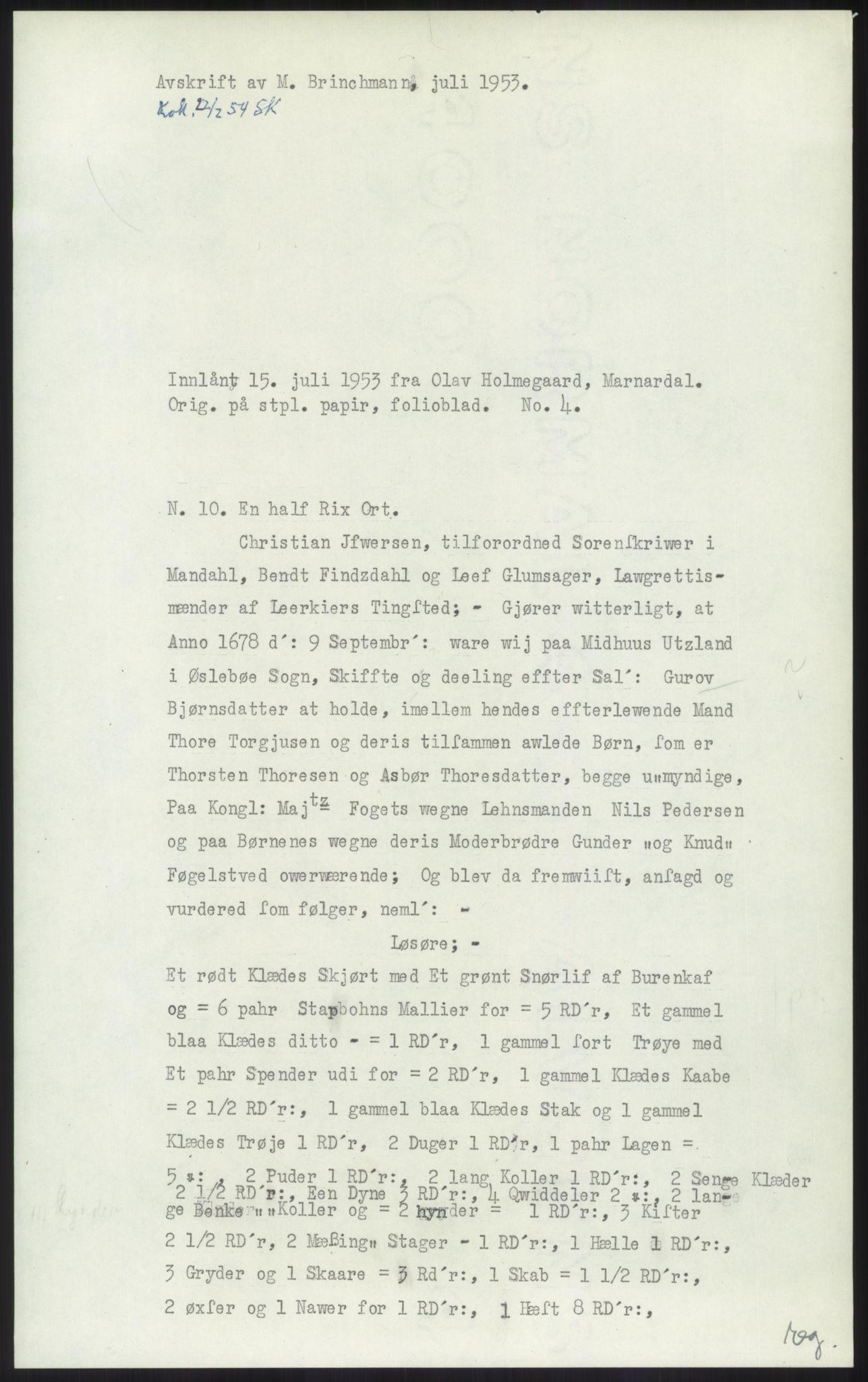 Samlinger til kildeutgivelse, Diplomavskriftsamlingen, AV/RA-EA-4053/H/Ha, p. 1611