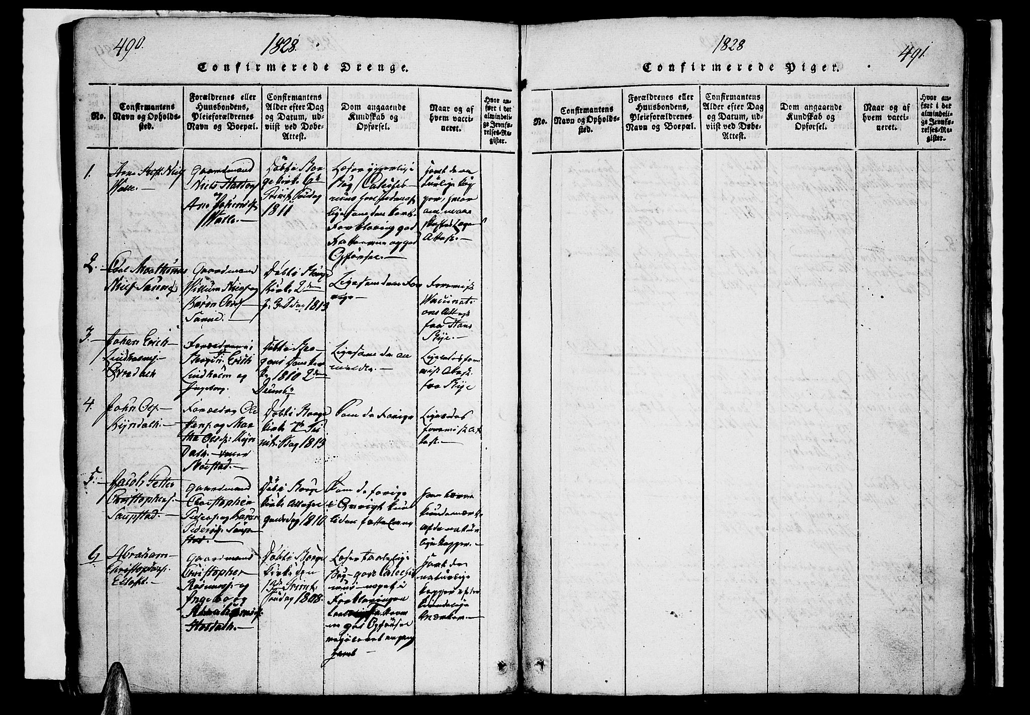 Ministerialprotokoller, klokkerbøker og fødselsregistre - Nordland, AV/SAT-A-1459/880/L1130: Parish register (official) no. 880A04, 1821-1843, p. 490-491