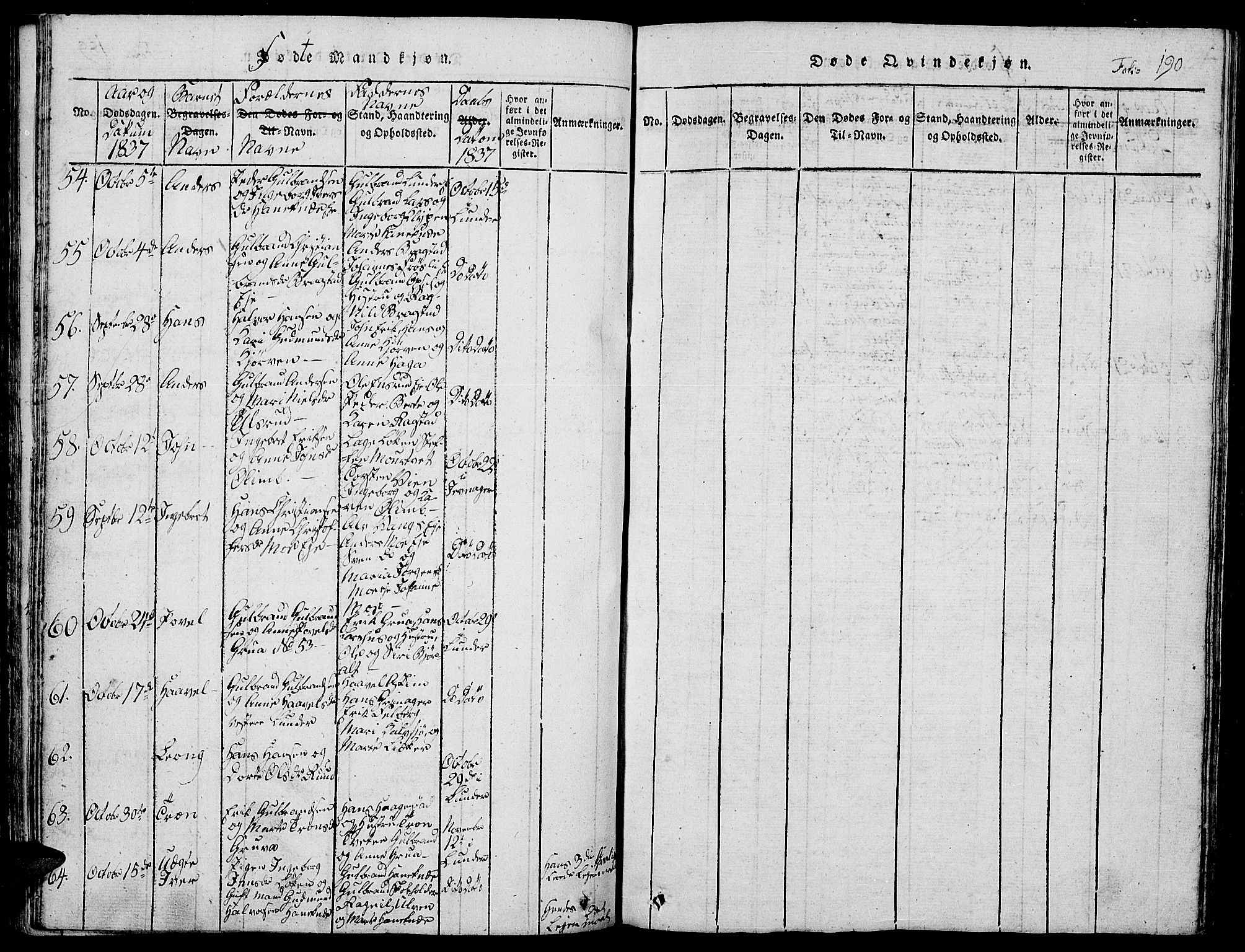 Jevnaker prestekontor, AV/SAH-PREST-116/H/Ha/Hab/L0001: Parish register (copy) no. 1, 1815-1837, p. 190