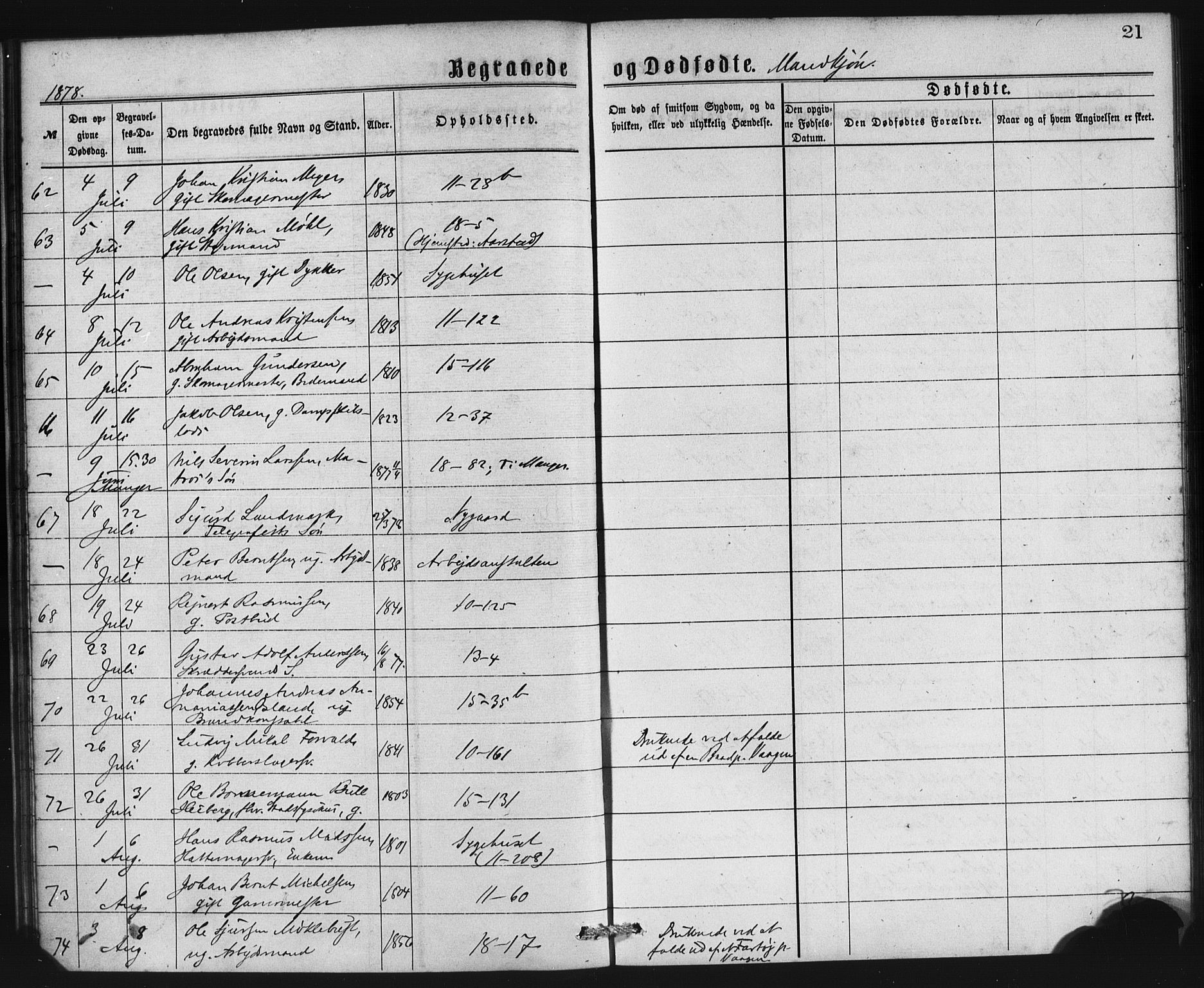 Domkirken sokneprestembete, AV/SAB-A-74801/H/Haa: Parish register (official) no. E 4, 1877-1881, p. 21