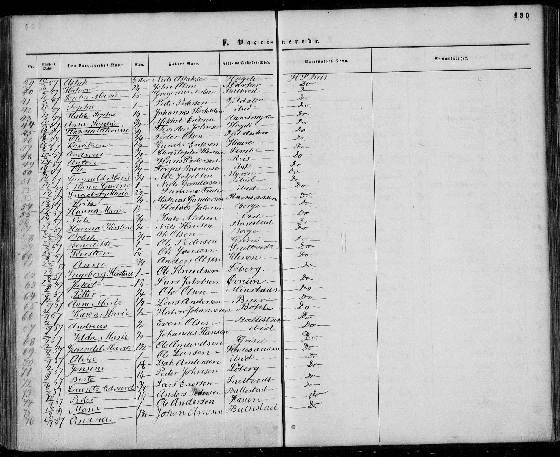 Gjerpen kirkebøker, SAKO/A-265/F/Fa/L0008b: Parish register (official) no. I 8B, 1857-1871, p. 430