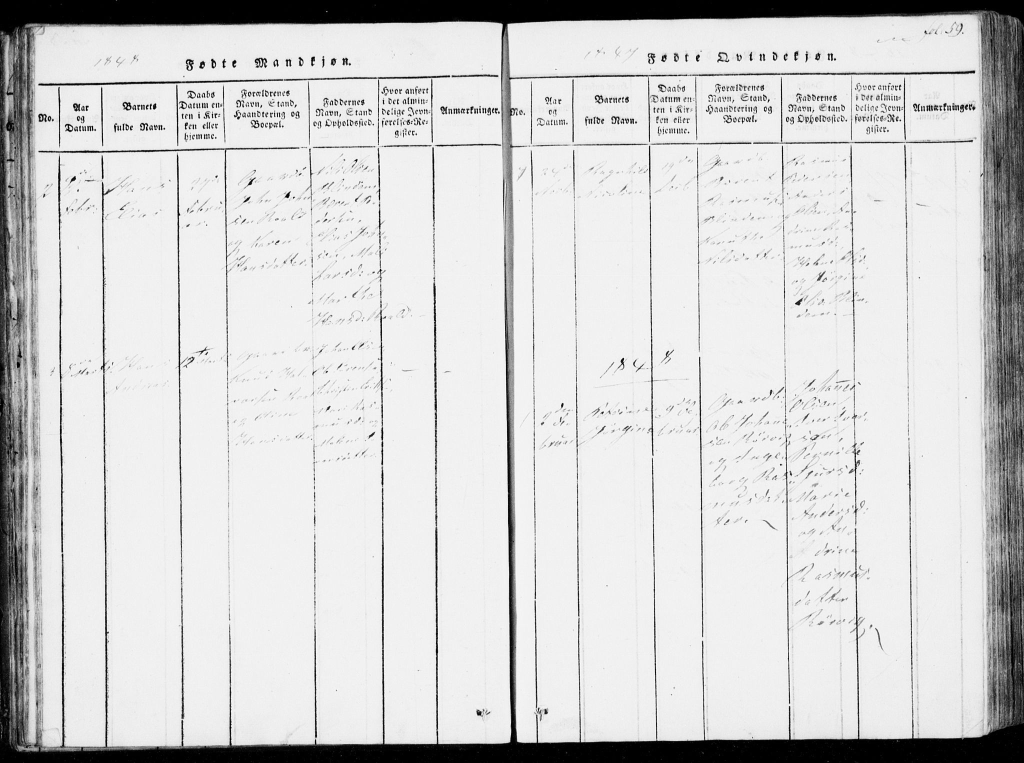 Ministerialprotokoller, klokkerbøker og fødselsregistre - Møre og Romsdal, SAT/A-1454/537/L0517: Parish register (official) no. 537A01, 1818-1862, p. 59