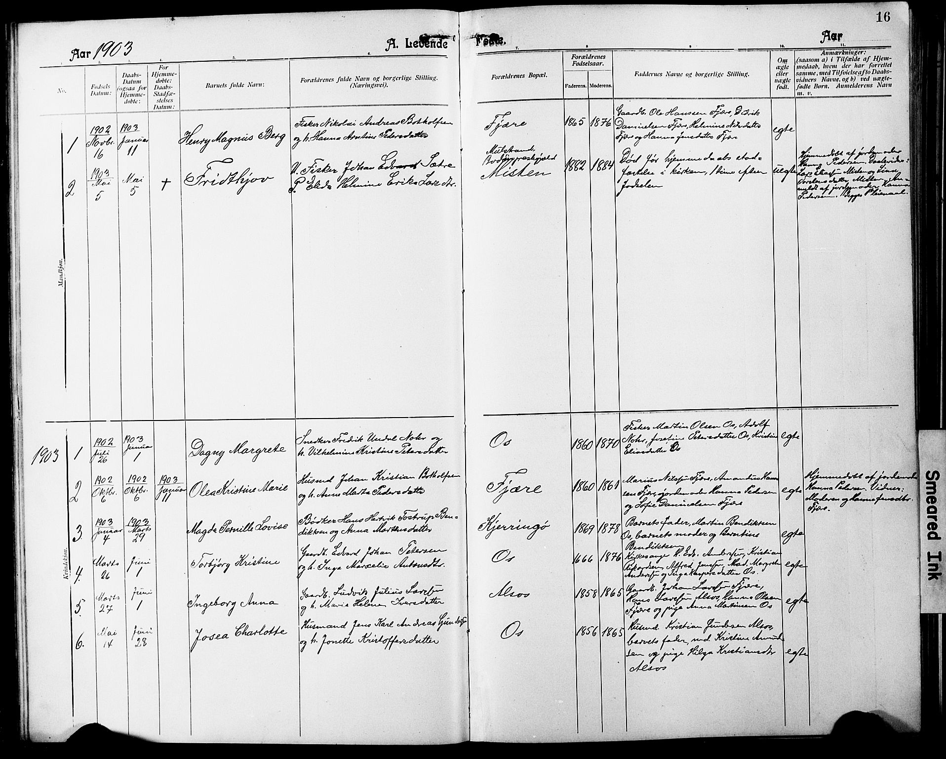 Ministerialprotokoller, klokkerbøker og fødselsregistre - Nordland, SAT/A-1459/803/L0077: Parish register (copy) no. 803C04, 1897-1930, p. 16