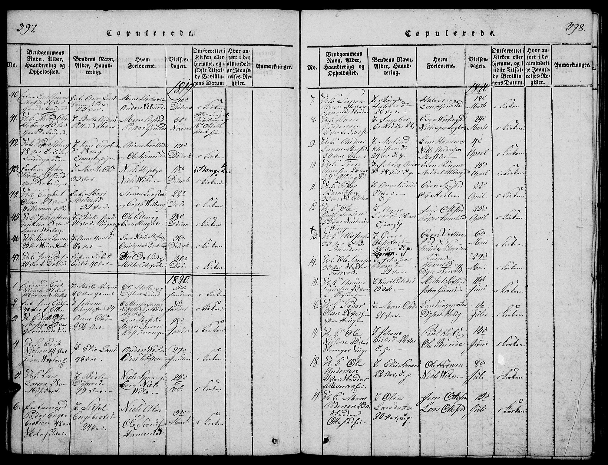 Stange prestekontor, AV/SAH-PREST-002/K/L0008: Parish register (official) no. 8, 1814-1825, p. 397-398