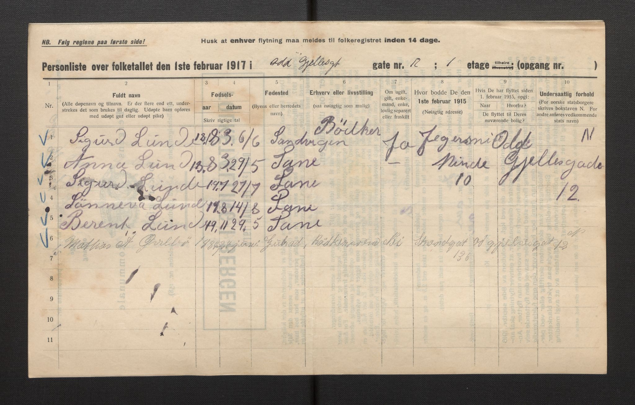 SAB, Municipal Census 1917 for Bergen, 1917, p. 31