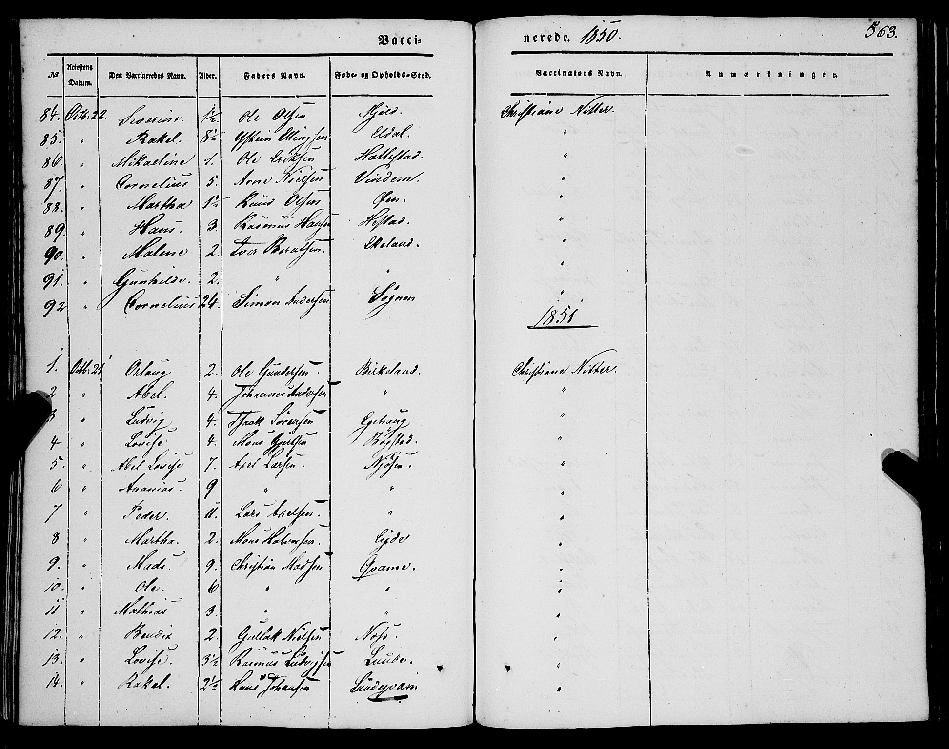 Gaular sokneprestembete, AV/SAB-A-80001/H/Haa: Parish register (official) no. A 4II, 1841-1859, p. 563