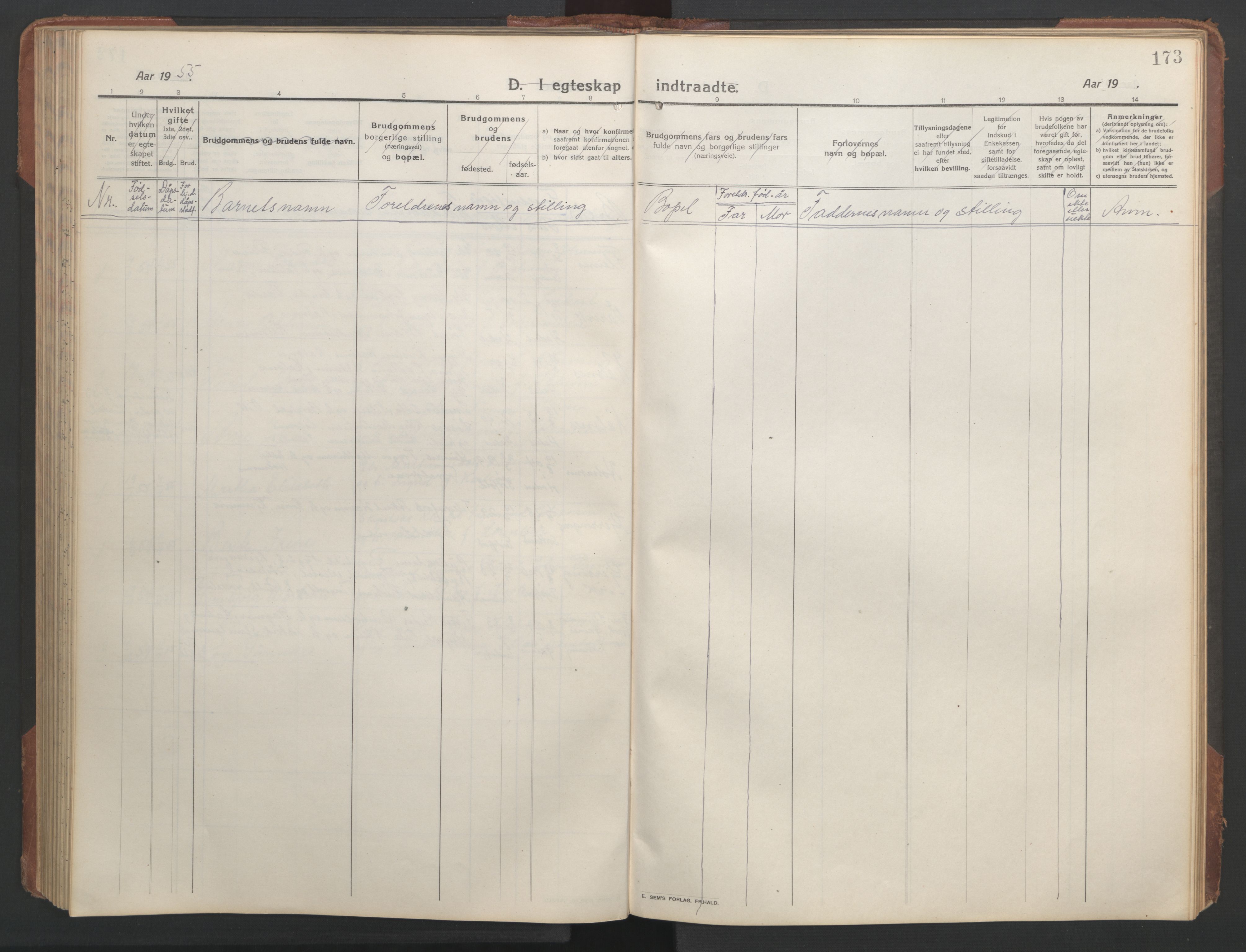 Ministerialprotokoller, klokkerbøker og fødselsregistre - Nordland, SAT/A-1459/890/L1291: Parish register (copy) no. 890C02, 1913-1954, p. 173