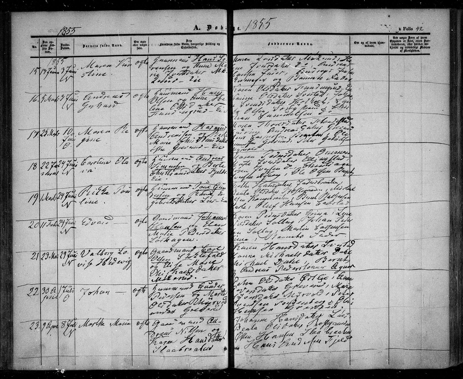 Nesodden prestekontor Kirkebøker, AV/SAO-A-10013/F/Fa/L0007: Parish register (official) no. I 7, 1848-1868, p. 42