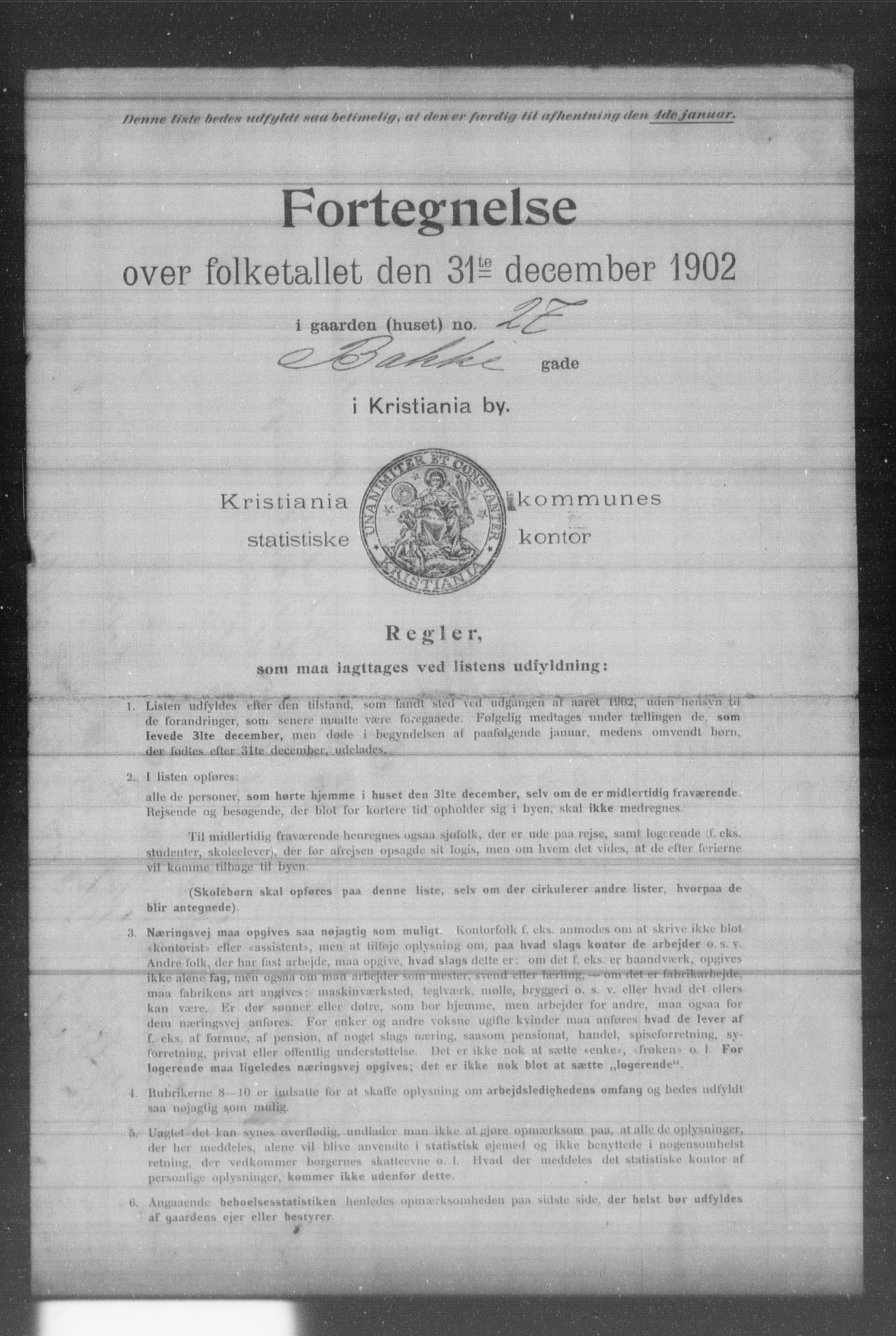 OBA, Municipal Census 1902 for Kristiania, 1902, p. 705