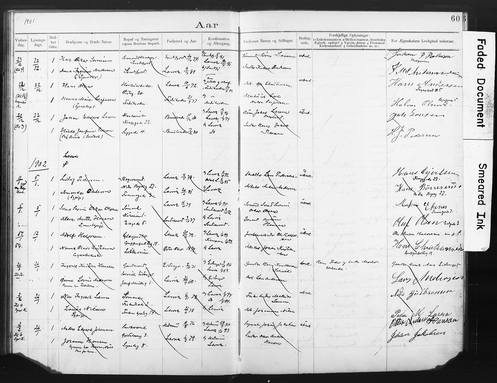 Larvik kirkebøker, AV/SAKO-A-352/H/Ha/L0002: Banns register no. 2, 1892-1907, p. 60