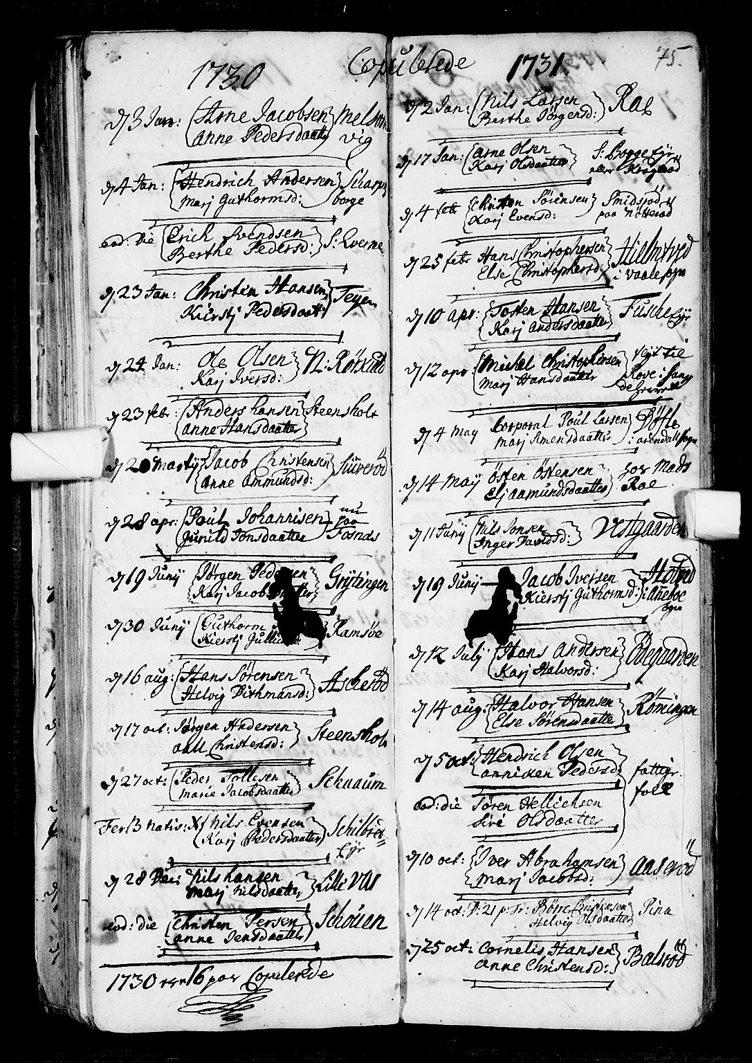 Stokke kirkebøker, SAKO/A-320/F/Fa/L0001: Parish register (official) no. I 1, 1717-1733, p. 75