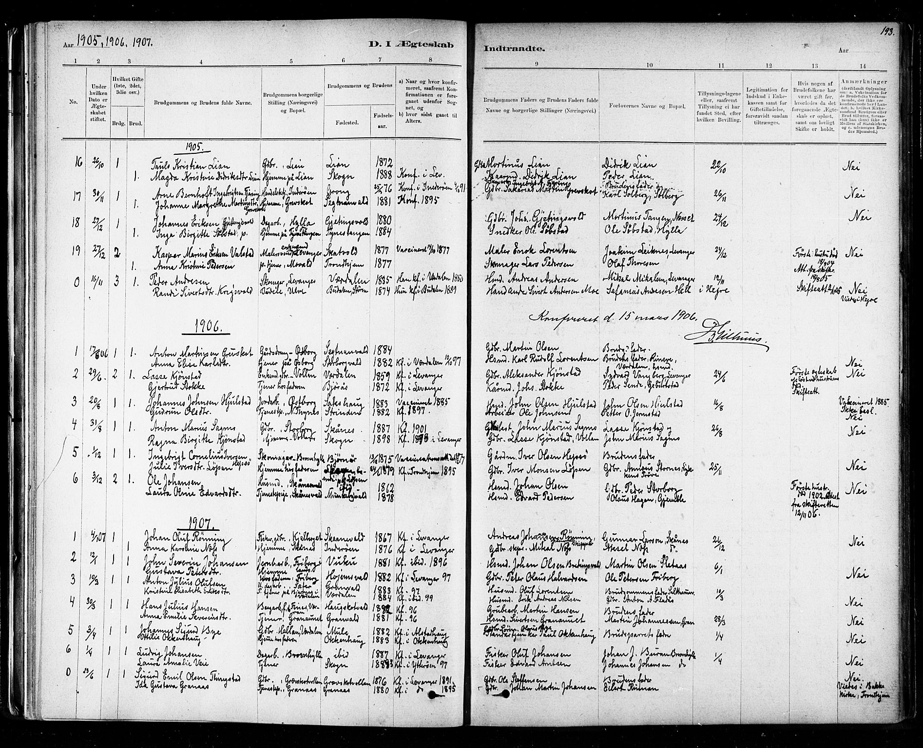 Ministerialprotokoller, klokkerbøker og fødselsregistre - Nord-Trøndelag, SAT/A-1458/721/L0208: Parish register (copy) no. 721C01, 1880-1917, p. 193