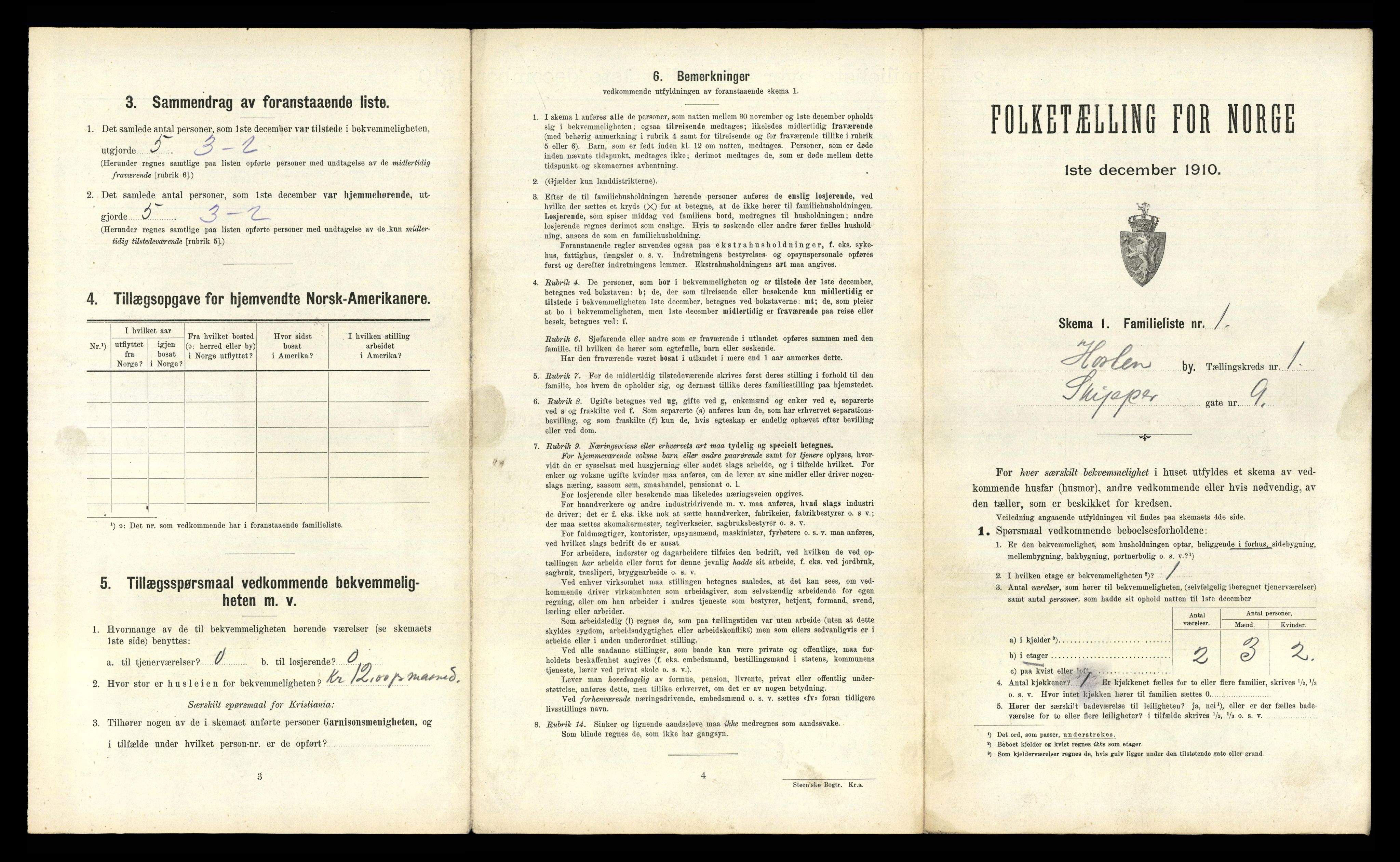 RA, 1910 census for Horten, 1910, p. 486