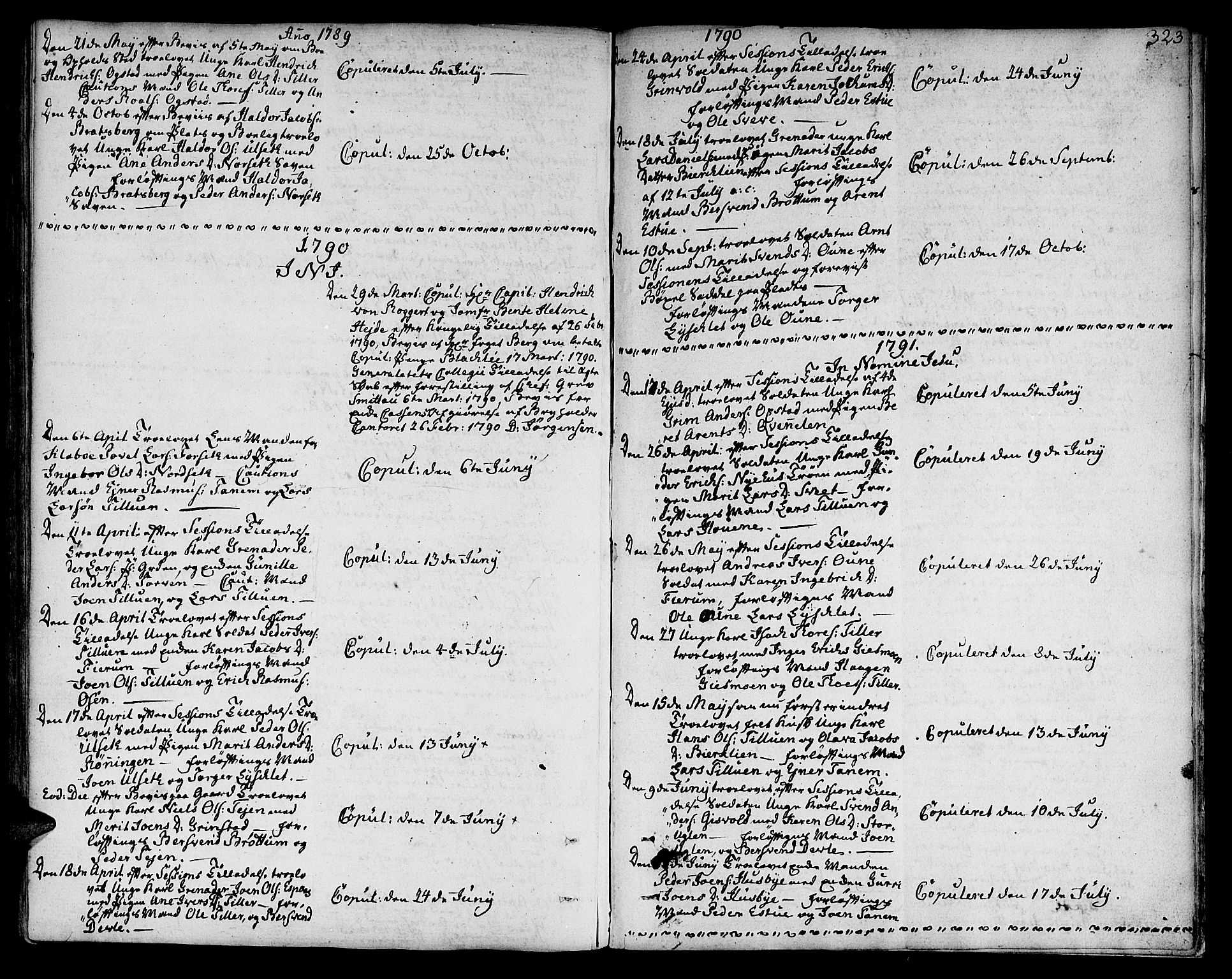 Ministerialprotokoller, klokkerbøker og fødselsregistre - Sør-Trøndelag, AV/SAT-A-1456/618/L0438: Parish register (official) no. 618A03, 1783-1815, p. 323