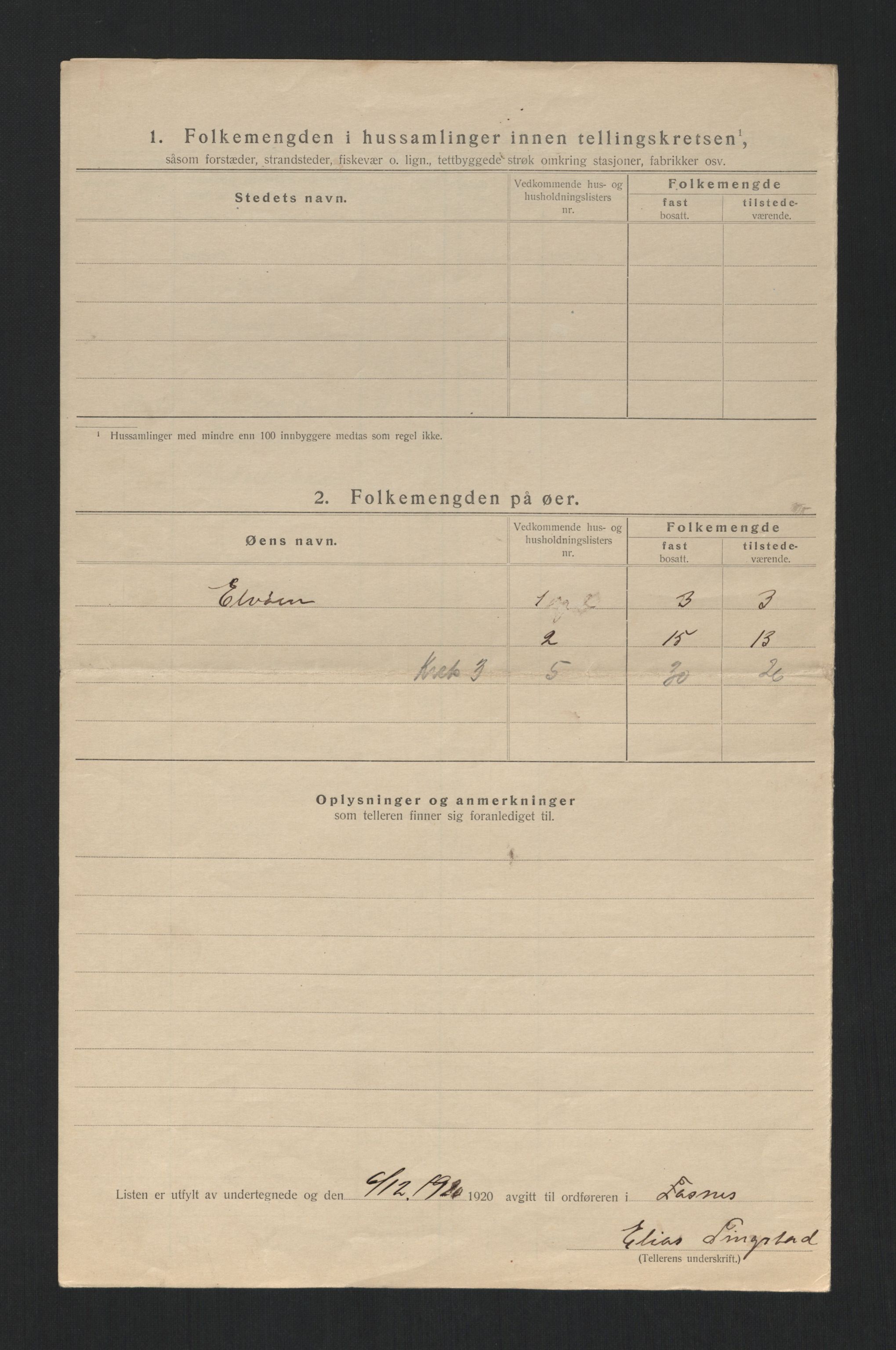 SAT, 1920 census for Fosnes, 1920, p. 18