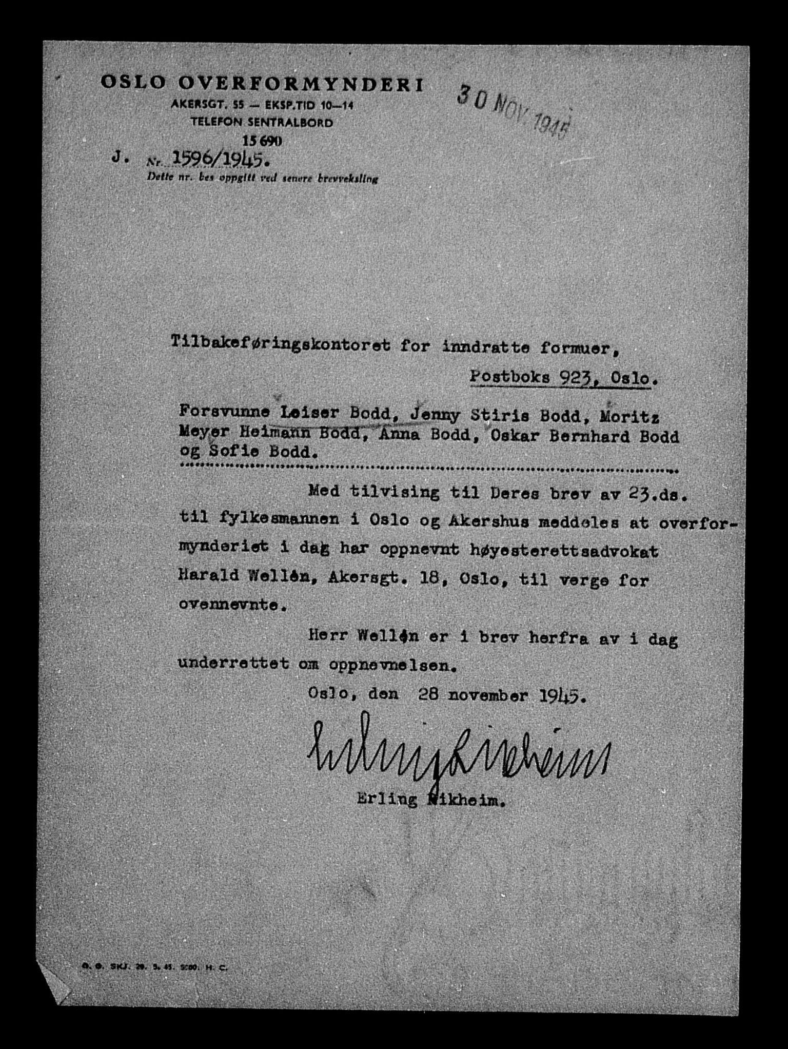 Justisdepartementet, Tilbakeføringskontoret for inndratte formuer, AV/RA-S-1564/H/Hc/Hcc/L0927: --, 1945-1947, p. 10