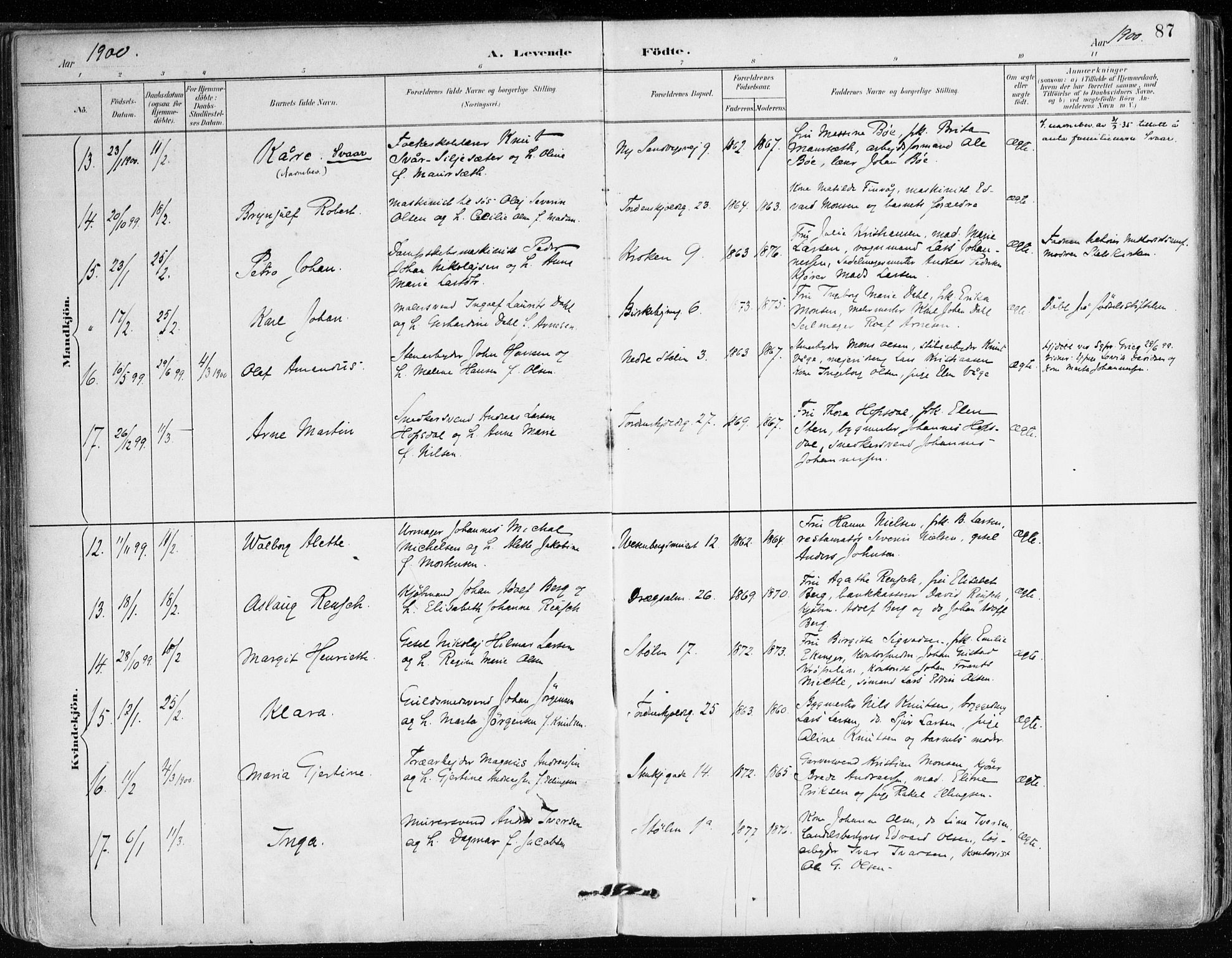 Mariakirken Sokneprestembete, AV/SAB-A-76901/H/Haa/L0008: Parish register (official) no. A 8, 1893-1942, p. 87