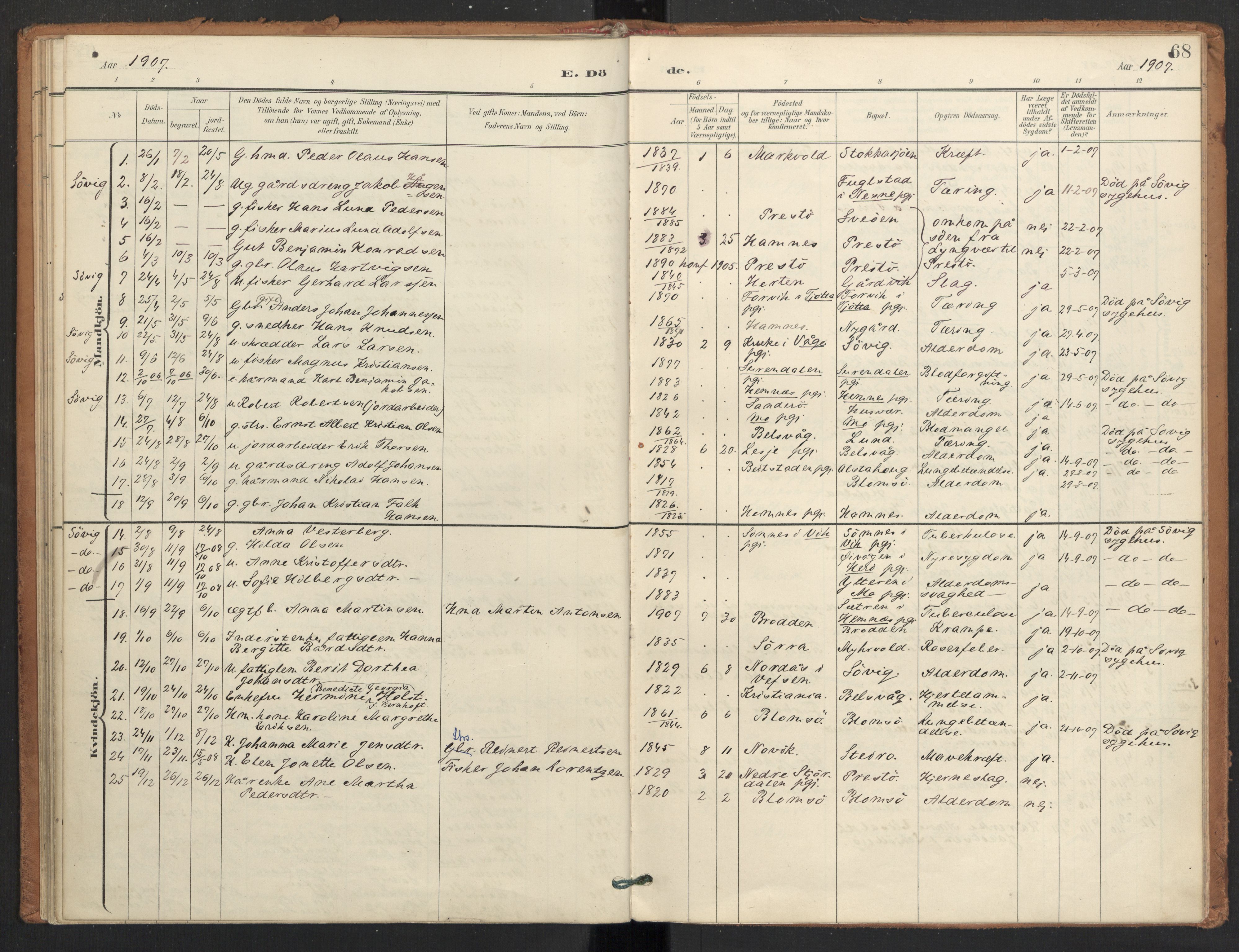 Ministerialprotokoller, klokkerbøker og fødselsregistre - Nordland, AV/SAT-A-1459/830/L0454: Parish register (official) no. 830A18, 1897-1913, p. 68