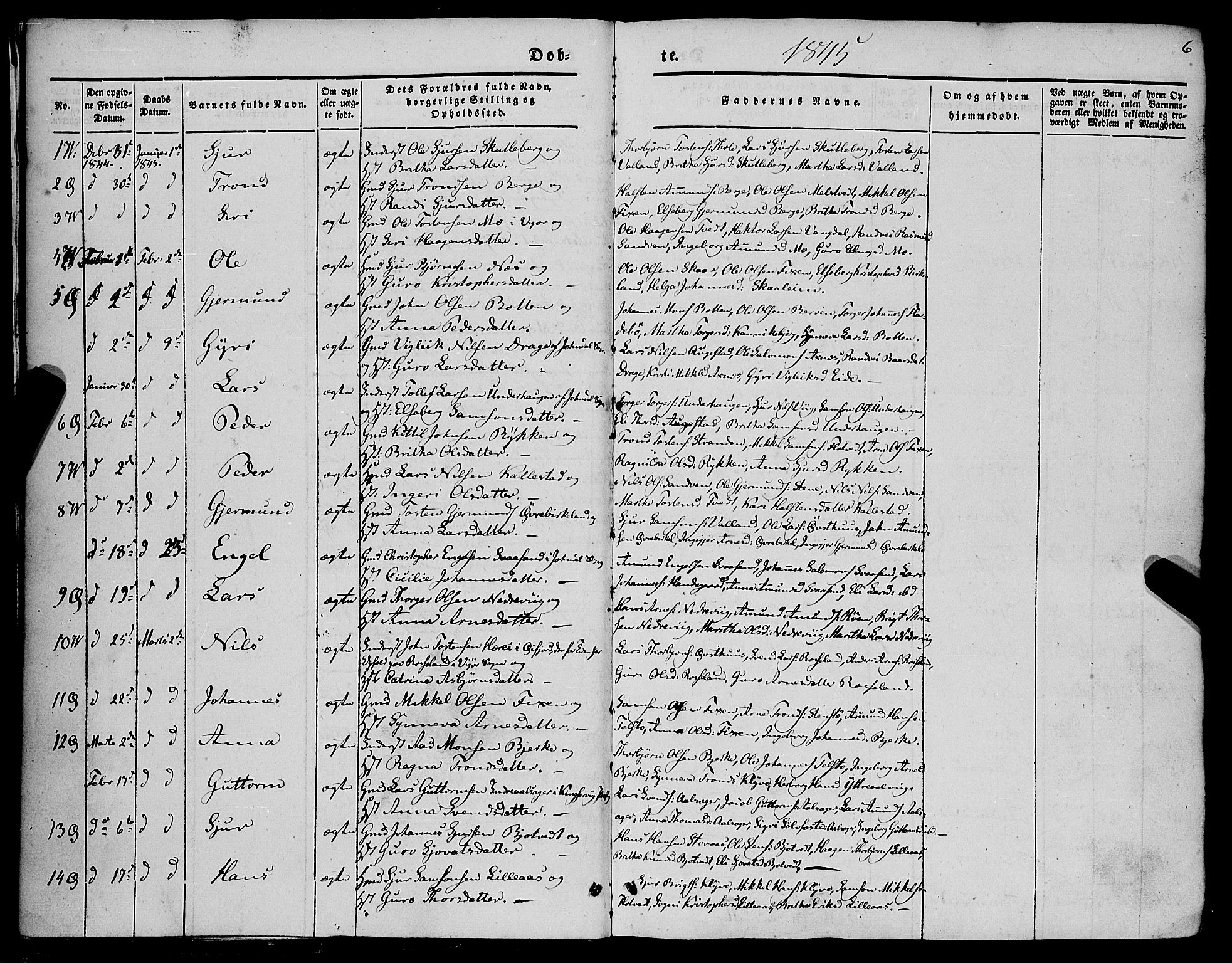 Kvam sokneprestembete, SAB/A-76201/H/Haa: Parish register (official) no. A 8, 1844-1863, p. 6
