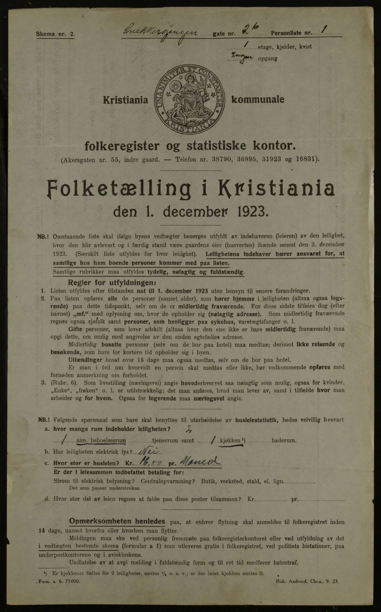 OBA, Municipal Census 1923 for Kristiania, 1923, p. 108060