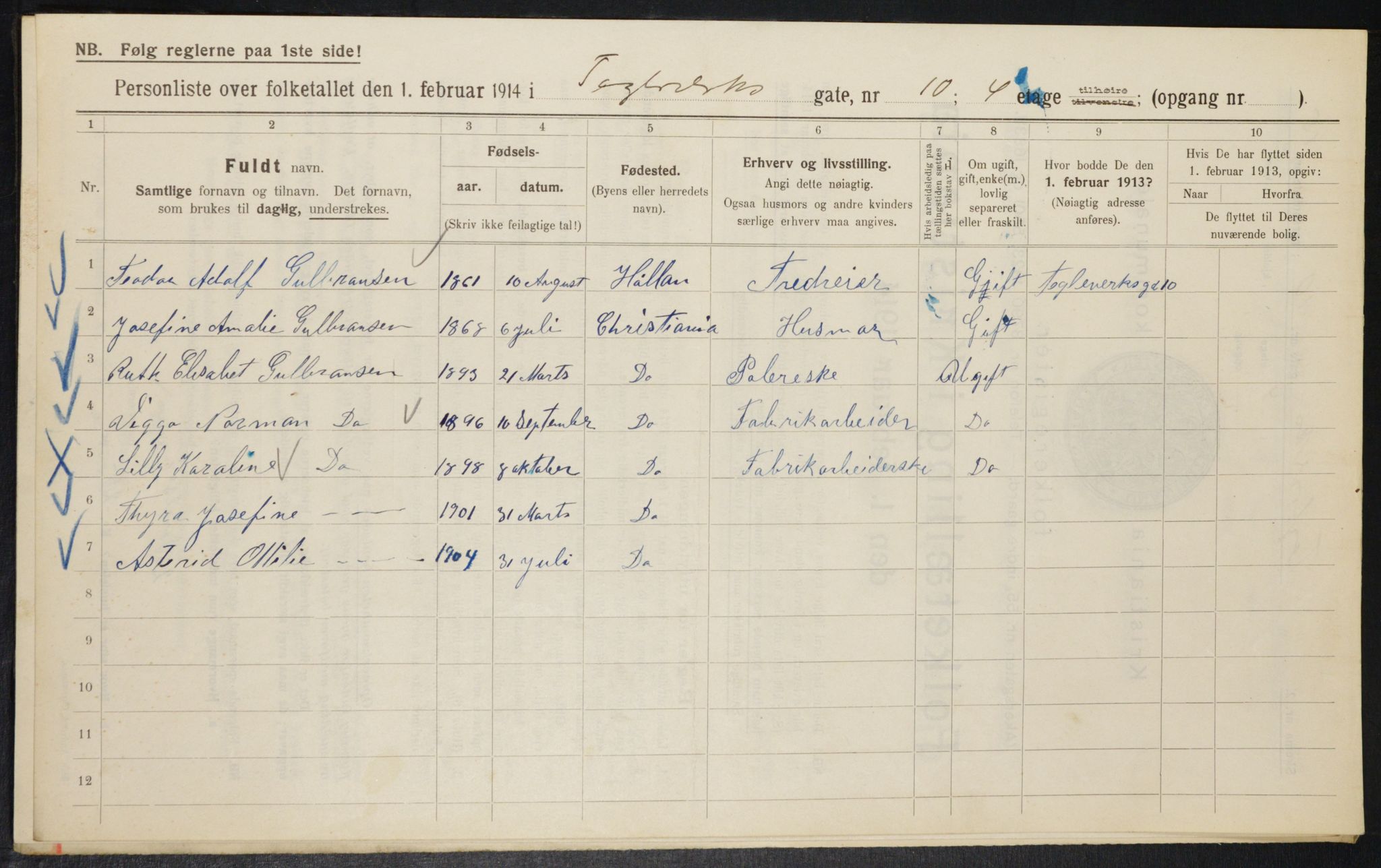 OBA, Municipal Census 1914 for Kristiania, 1914, p. 108415