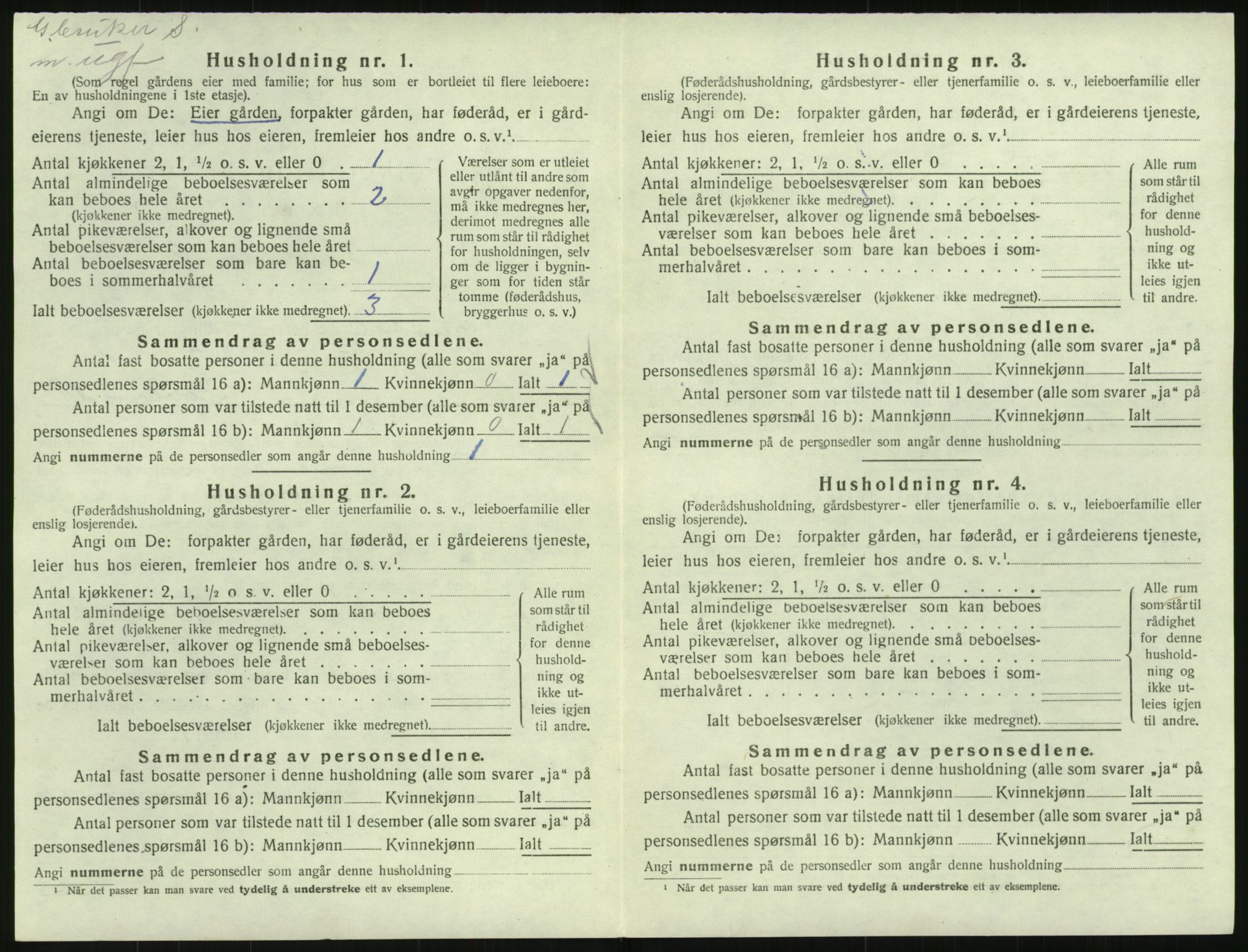 SAK, 1920 census for Vegusdal, 1920, p. 170