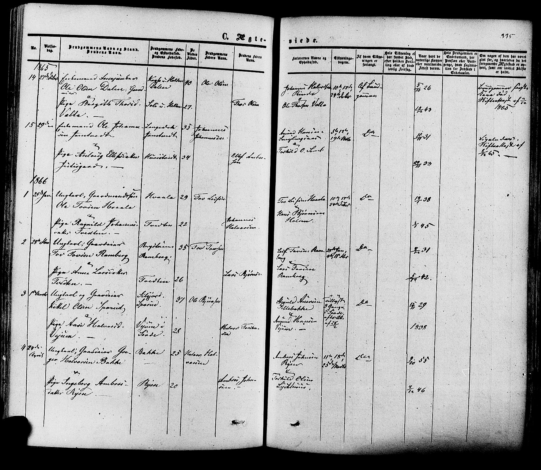 Heddal kirkebøker, SAKO/A-268/F/Fa/L0007: Parish register (official) no. I 7, 1855-1877, p. 335
