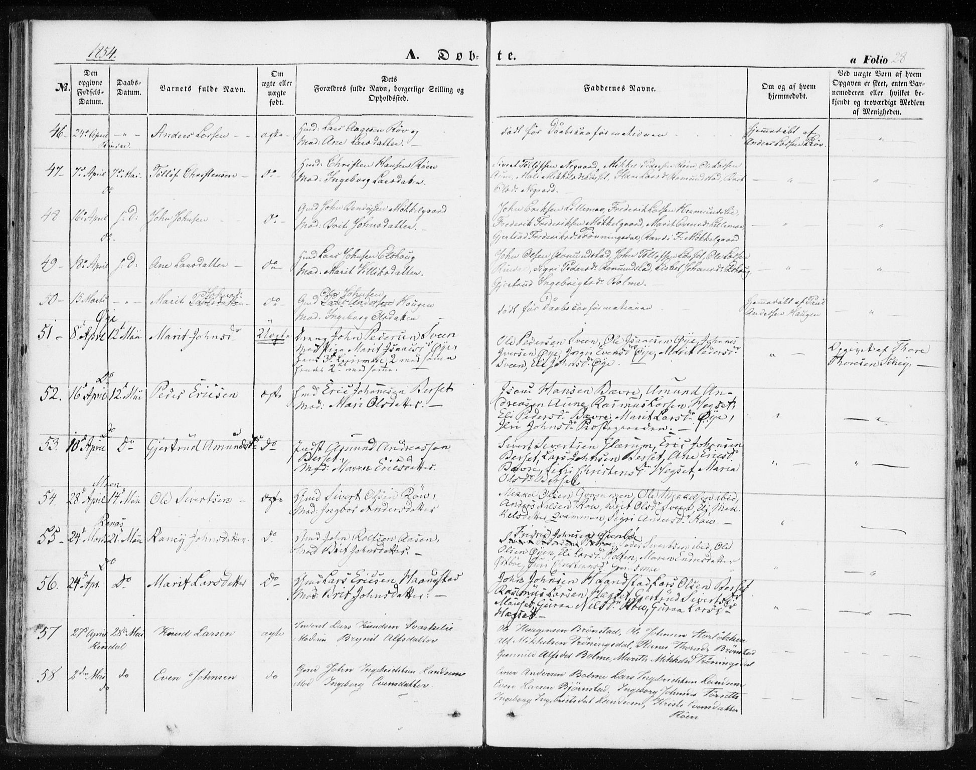 Ministerialprotokoller, klokkerbøker og fødselsregistre - Møre og Romsdal, AV/SAT-A-1454/595/L1044: Parish register (official) no. 595A06, 1852-1863, p. 28