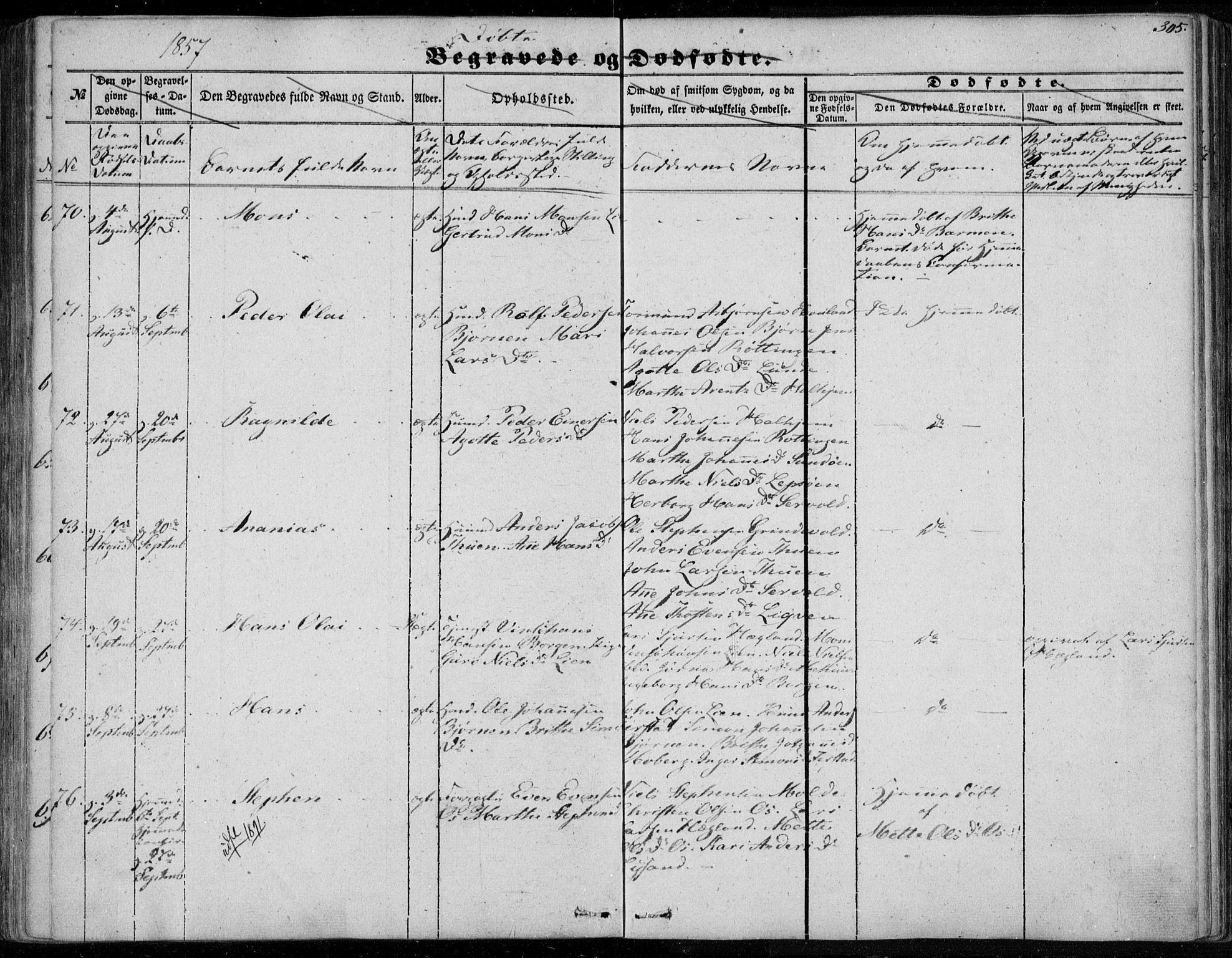 Os sokneprestembete, AV/SAB-A-99929: Parish register (official) no. A 16, 1851-1859, p. 305