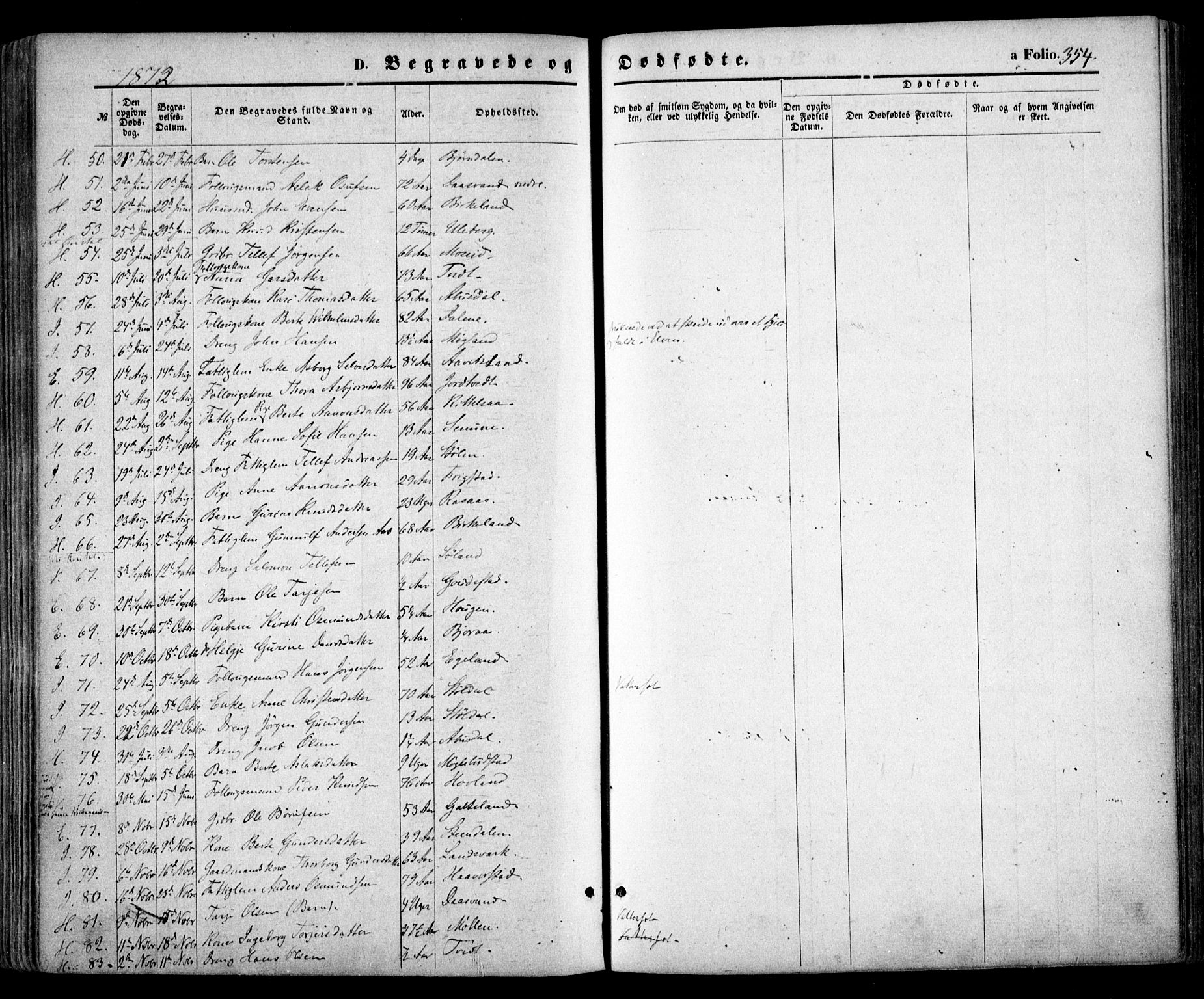 Evje sokneprestkontor, SAK/1111-0008/F/Fa/Faa/L0006: Parish register (official) no. A 6, 1866-1884, p. 354
