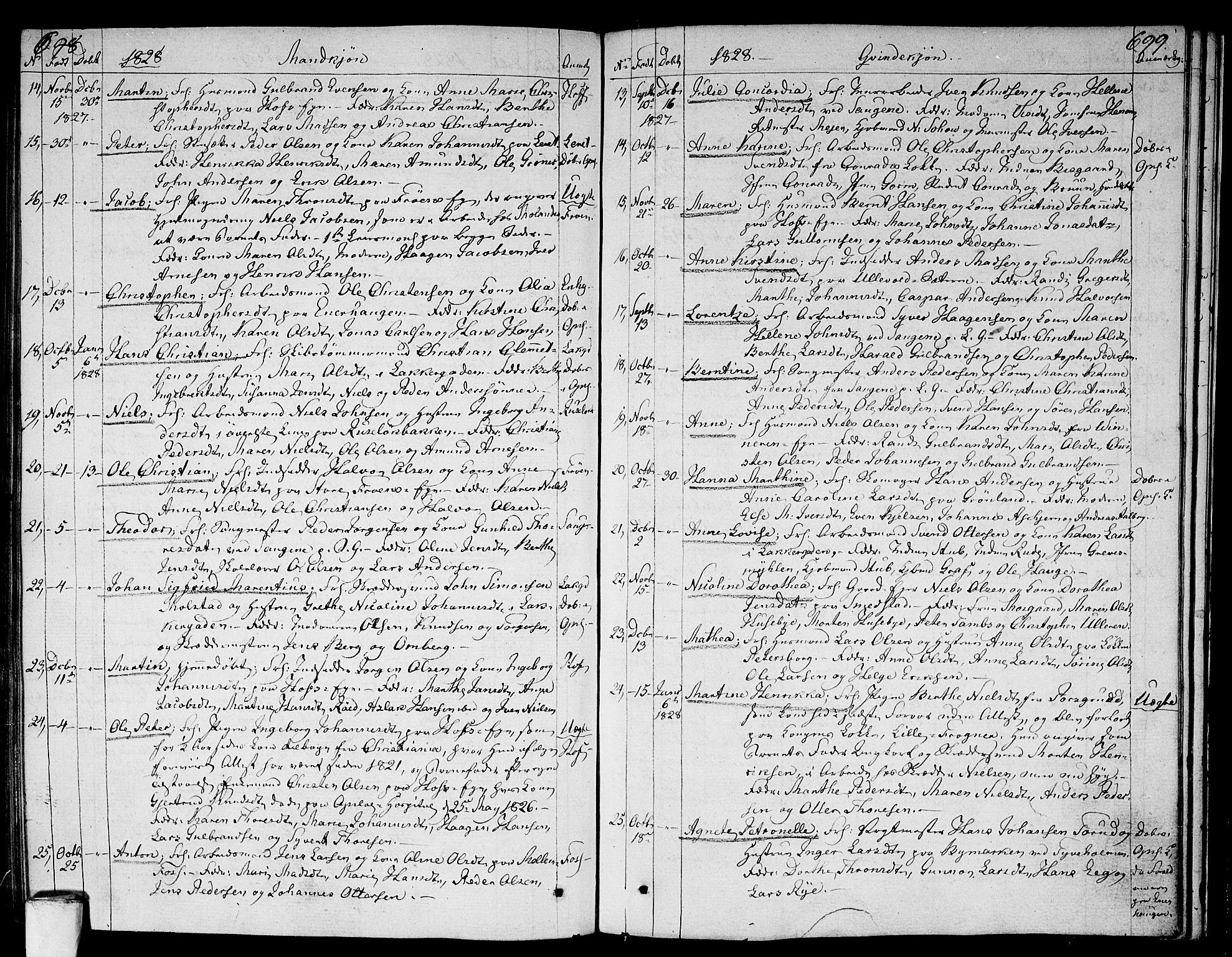 Aker prestekontor kirkebøker, AV/SAO-A-10861/F/L0012: Parish register (official) no. 12, 1819-1828, p. 698-699