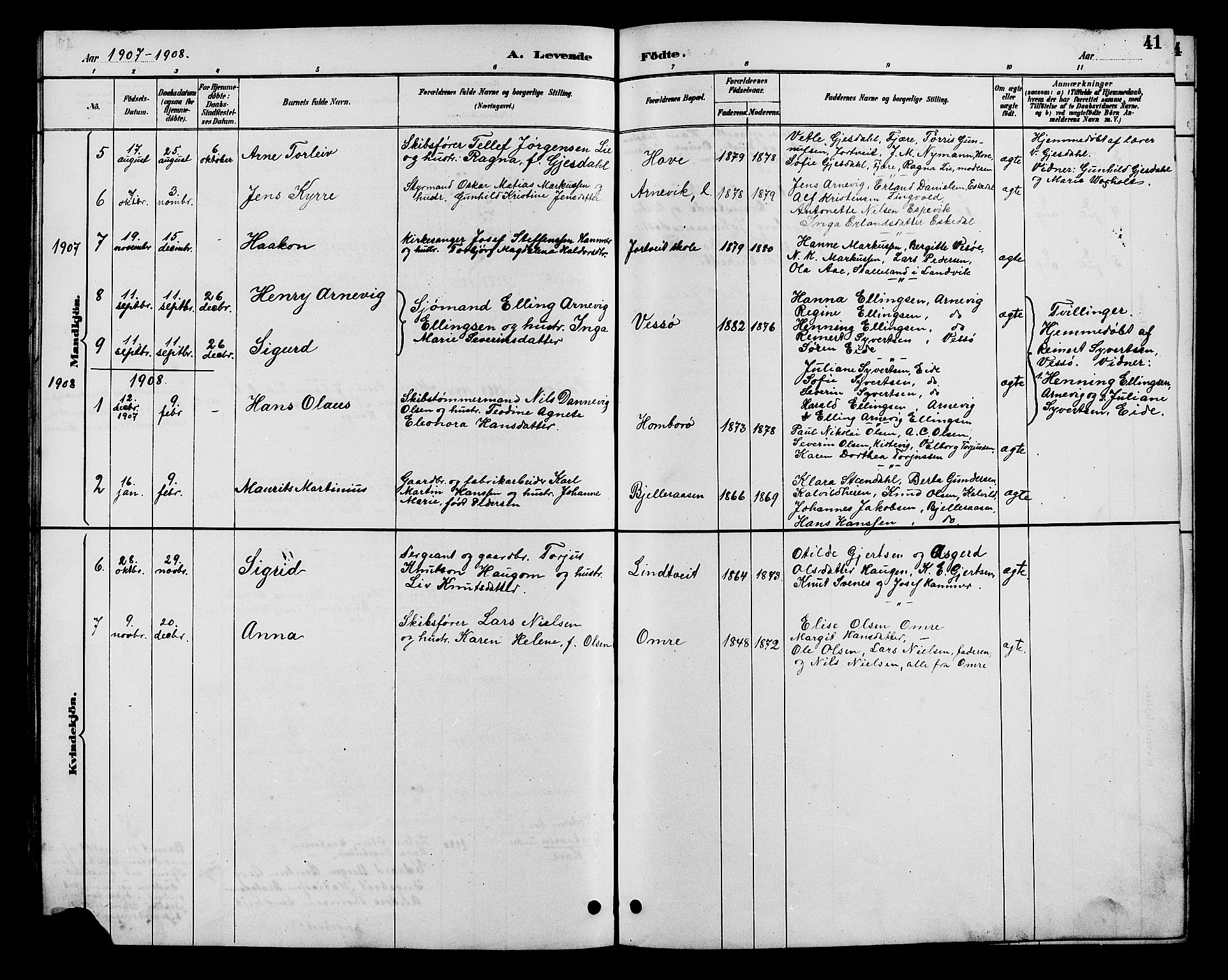 Hommedal sokneprestkontor, AV/SAK-1111-0023/F/Fb/Fba/L0004: Parish register (copy) no. B 4, 1885-1908, p. 41