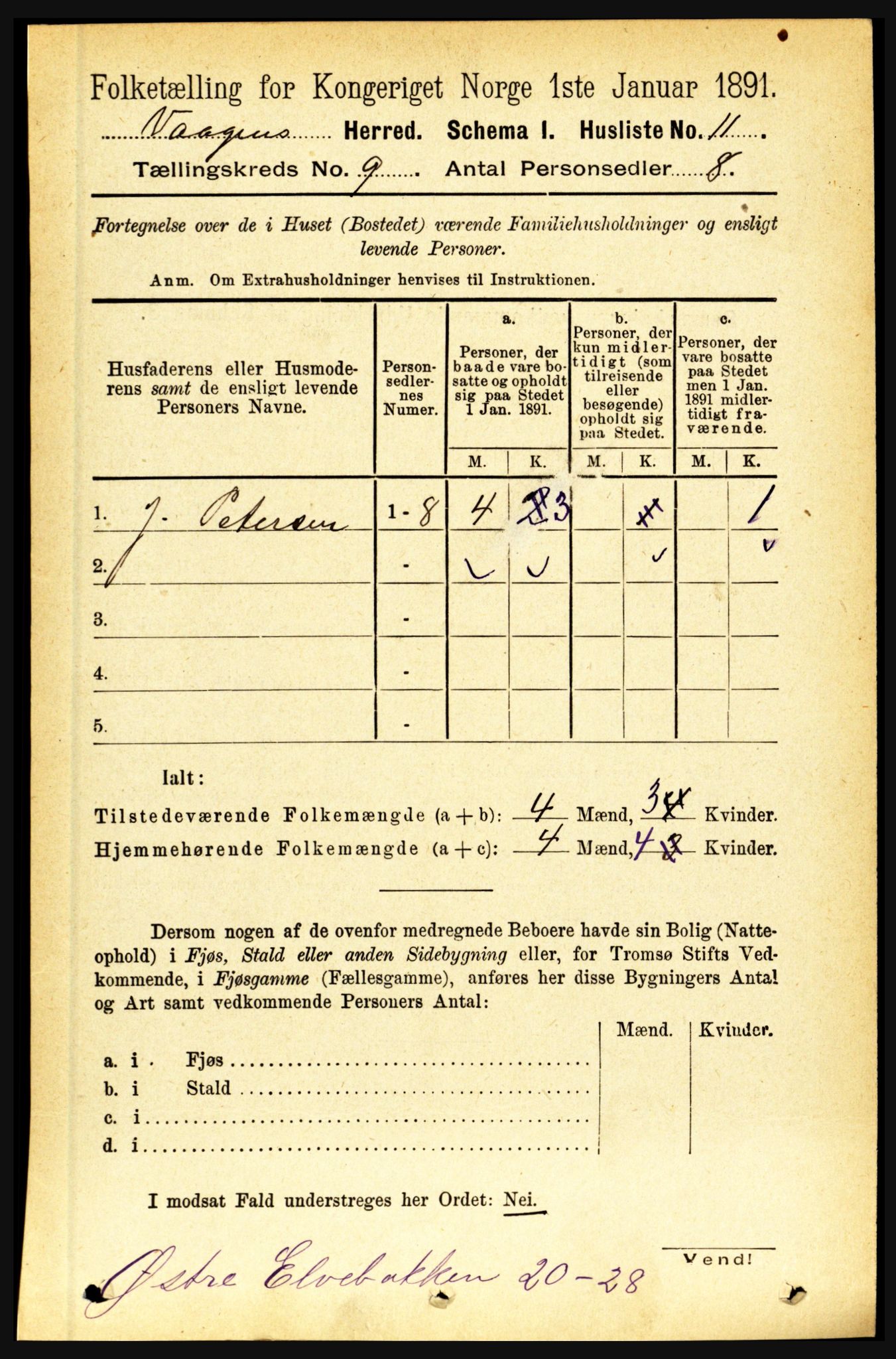 RA, 1891 census for 1865 Vågan, 1891, p. 2226