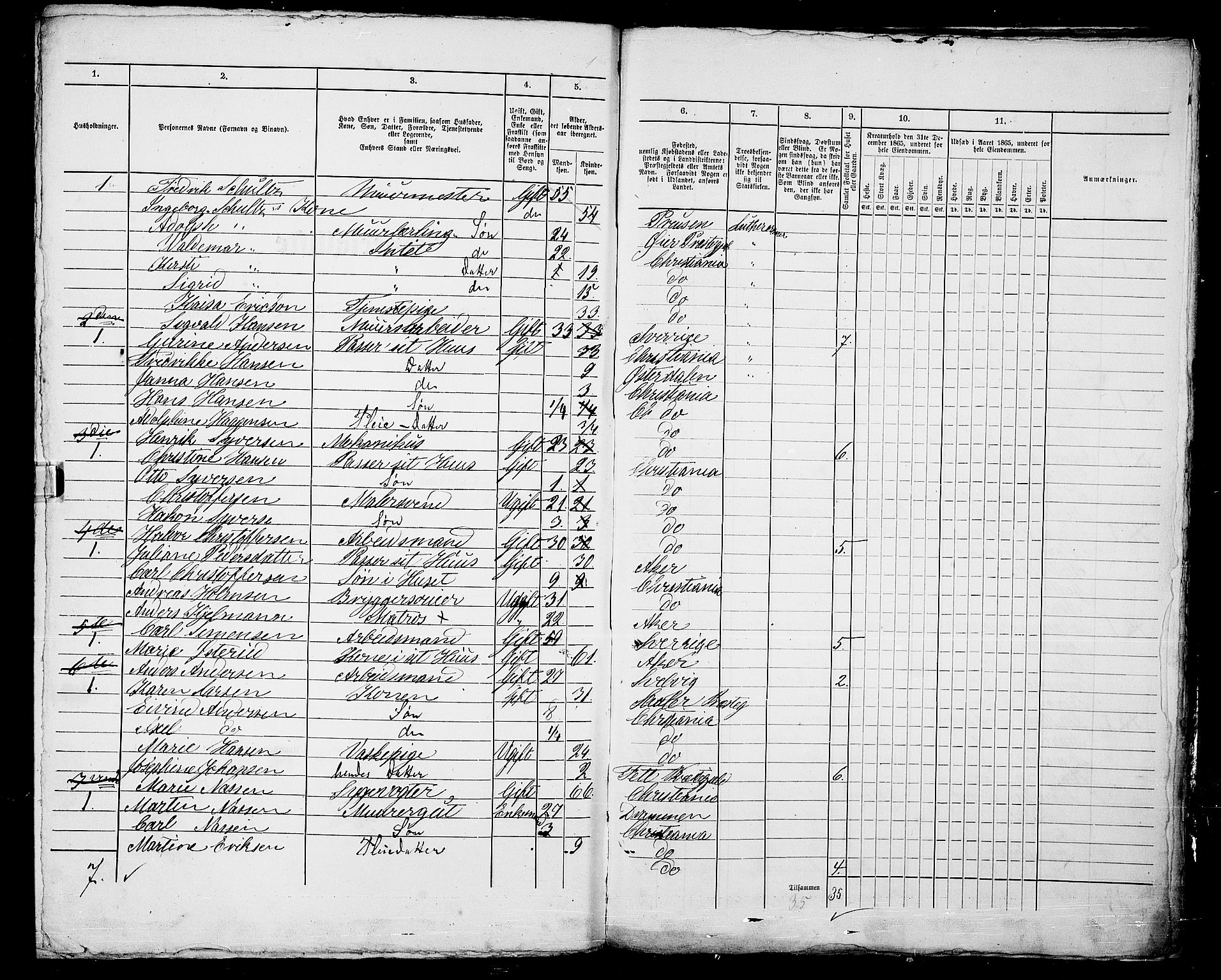 RA, 1865 census for Kristiania, 1865, p. 1101