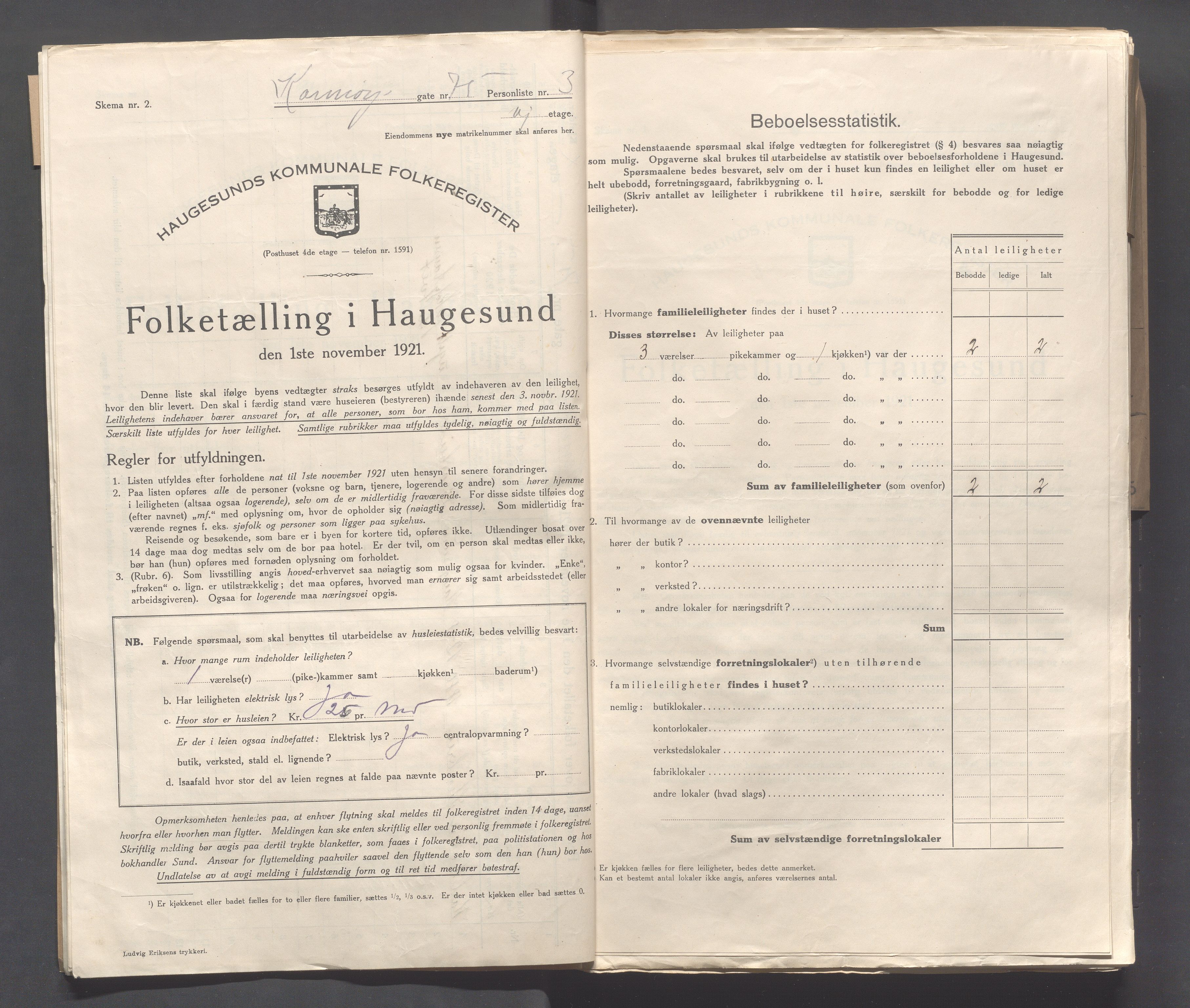 IKAR, Local census 1.11.1921 for Haugesund, 1921, p. 2639