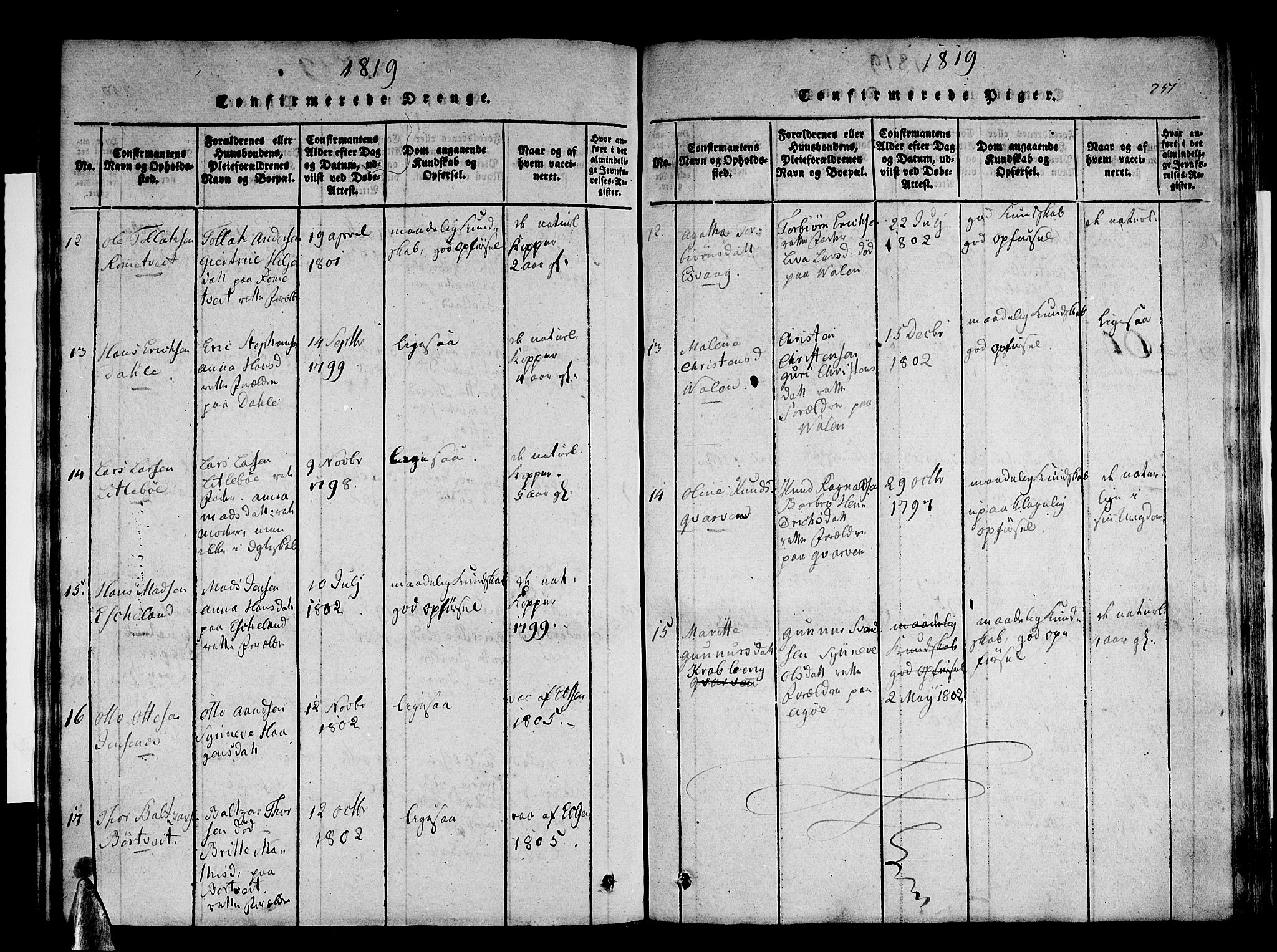 Stord sokneprestembete, AV/SAB-A-78201/H/Haa: Parish register (official) no. A 5, 1816-1825, p. 251